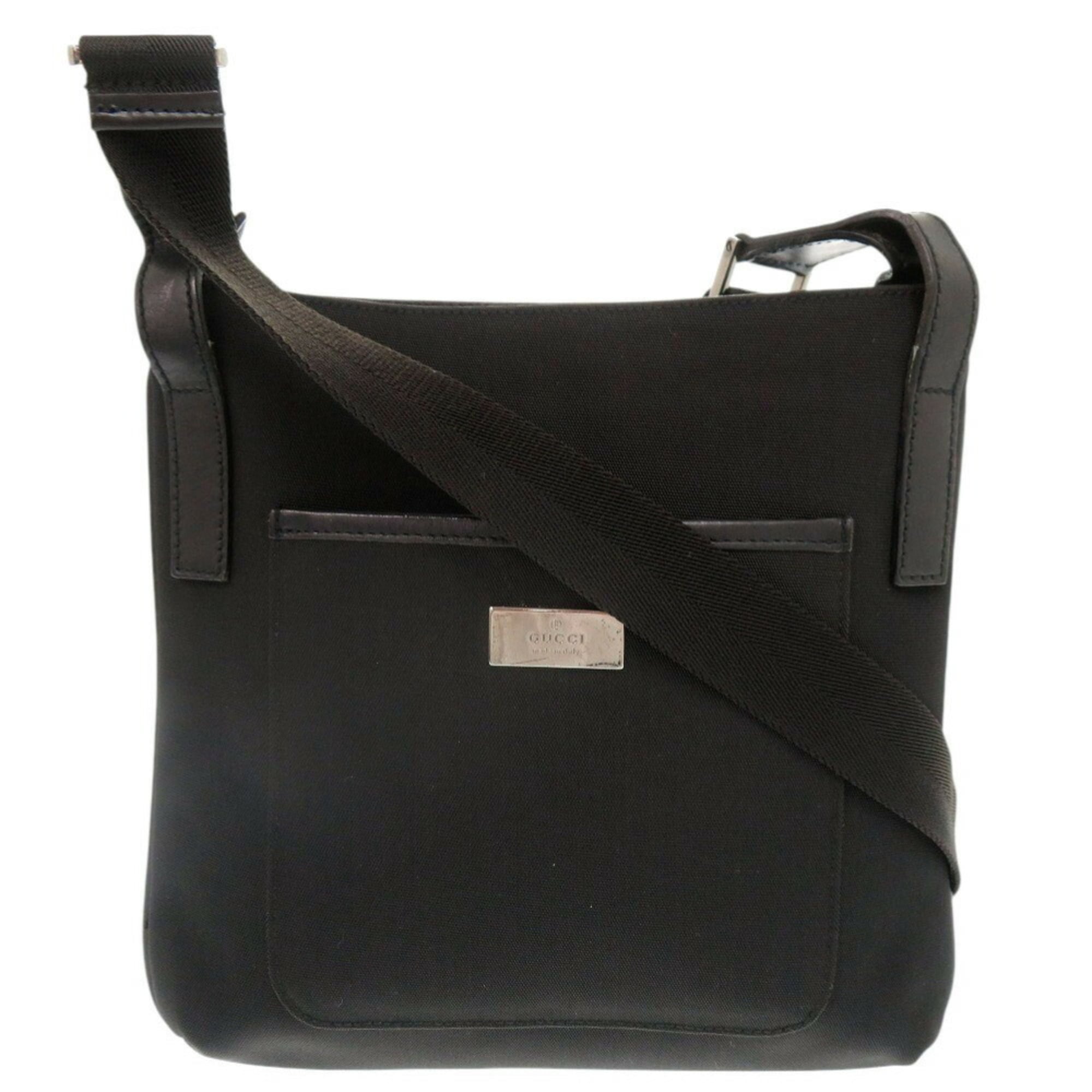 Gucci 122793 Canvas Leather Black Shoulder Bag 0717GUCCI