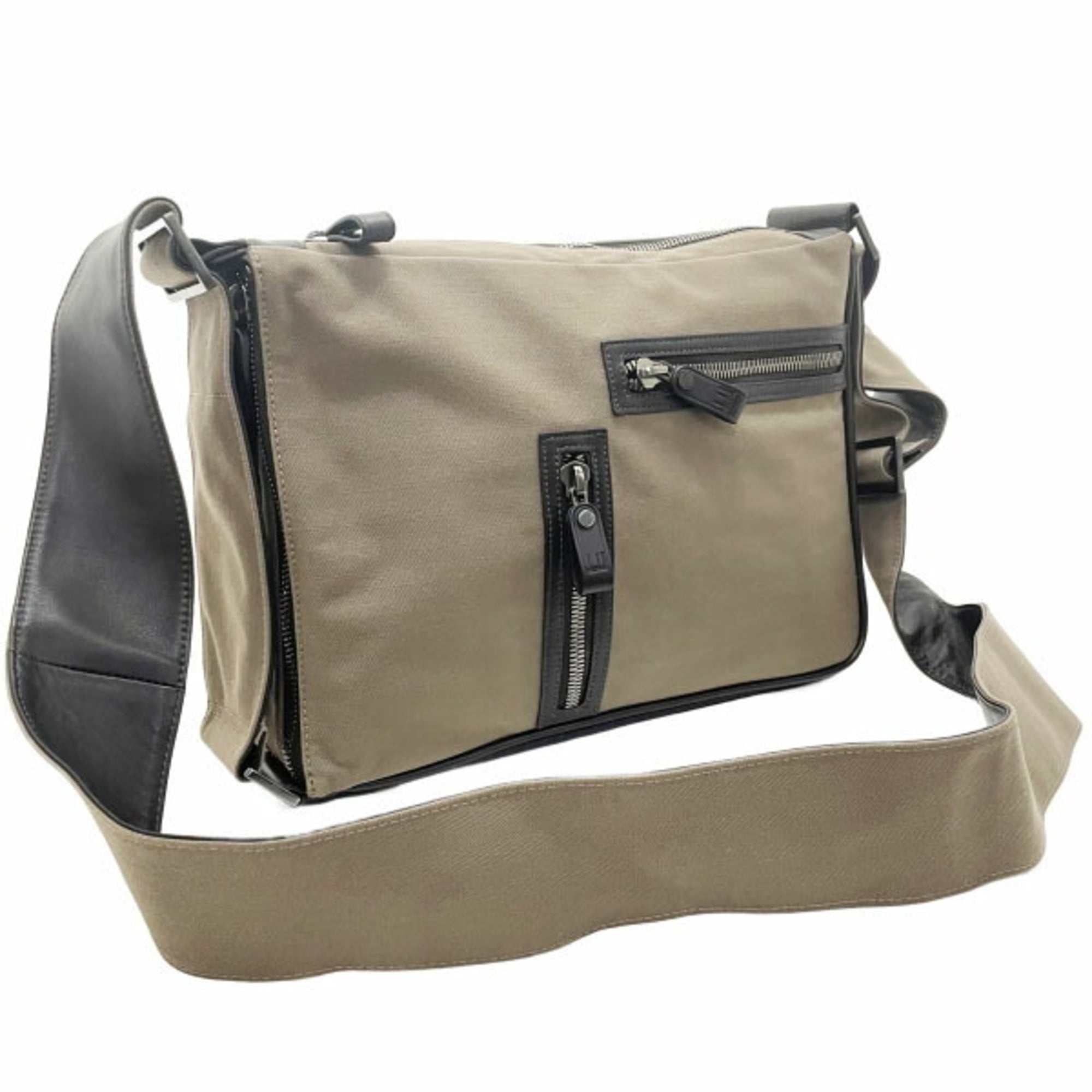 Dunhill Shoulder Bag Heist Cotton Canvas Leather Khaki Dark Brown dunhill Crossbody Men’s HEIST NN-12973