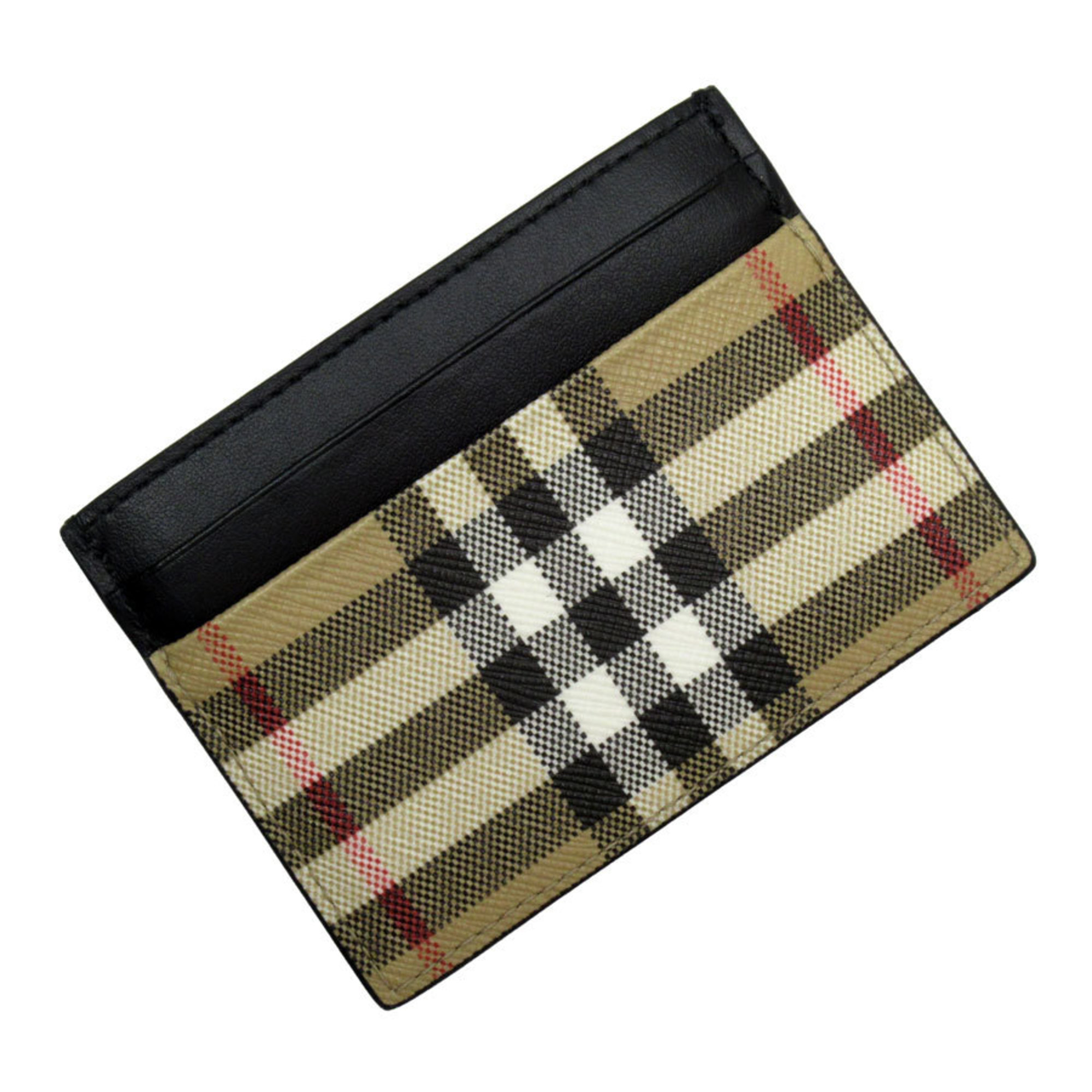 Burberry BURBERRY Business Card Holder/Card Case Pass Leather Black x Beige Men’s Women’s t19405k