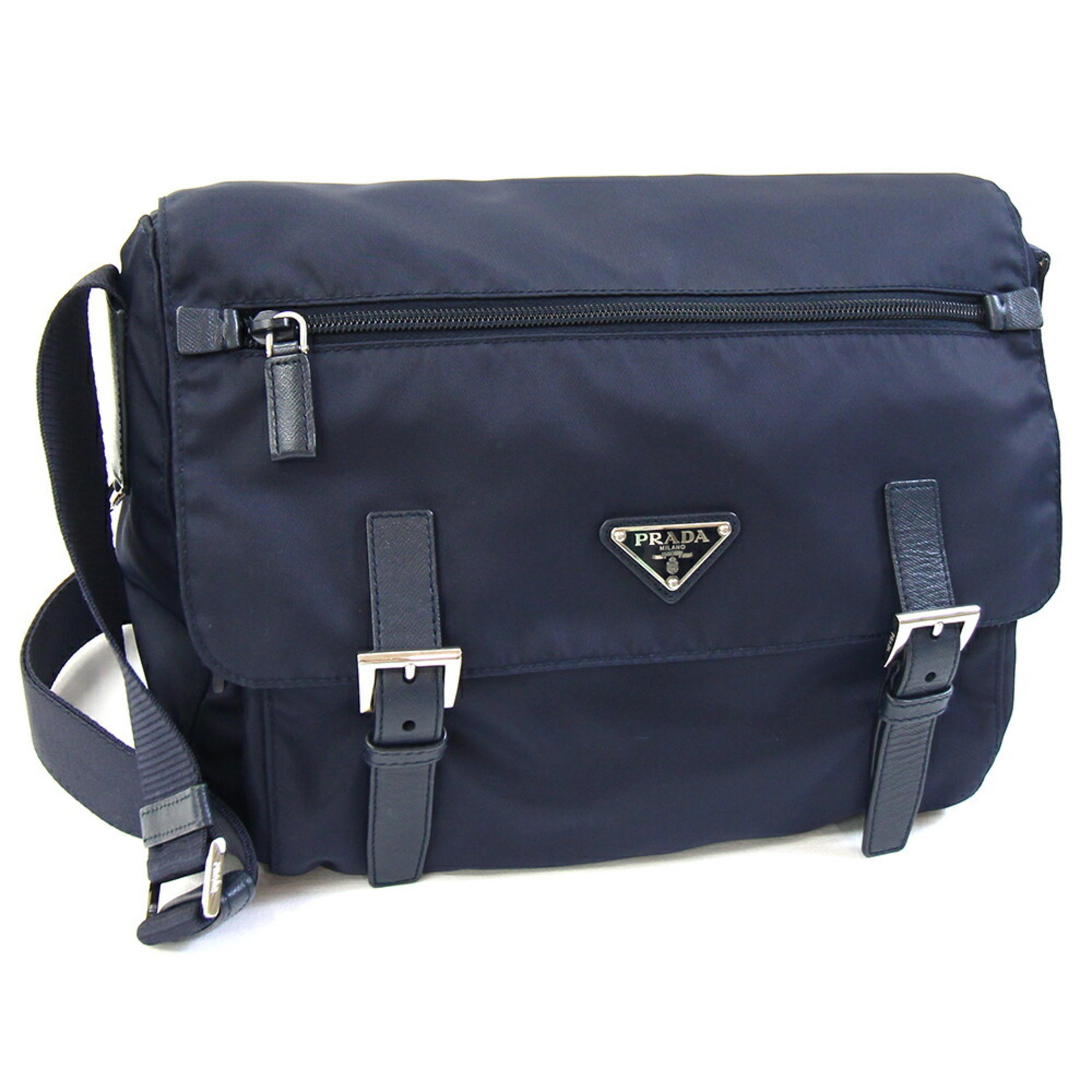 Prada Shoulder Bag BT6671 Navy Nylon and Leather Crossbody for Men Women