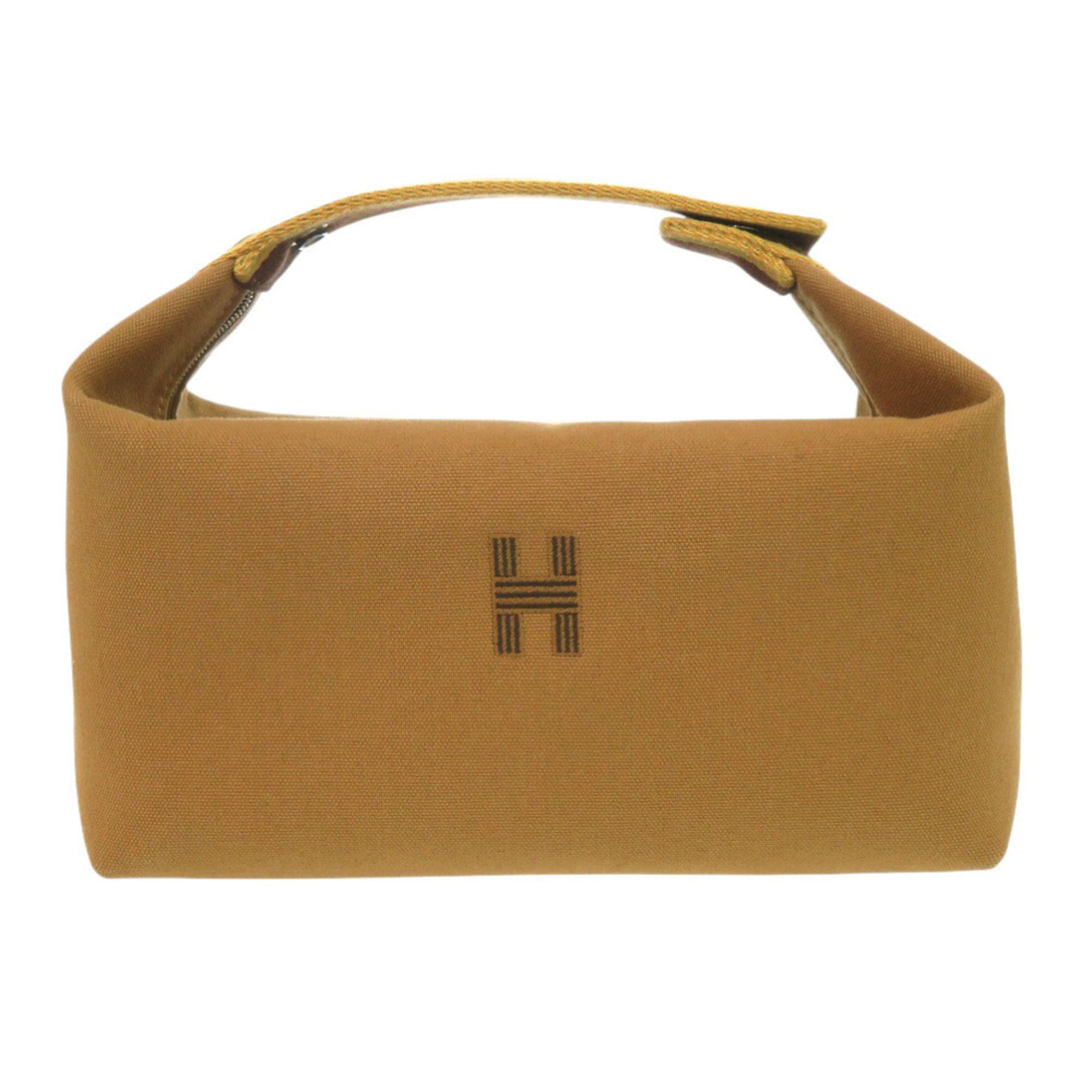 Like new HermÃ¨s Bride A Black GM handbag in brown cotton with silver hardware, model 0298HERMES