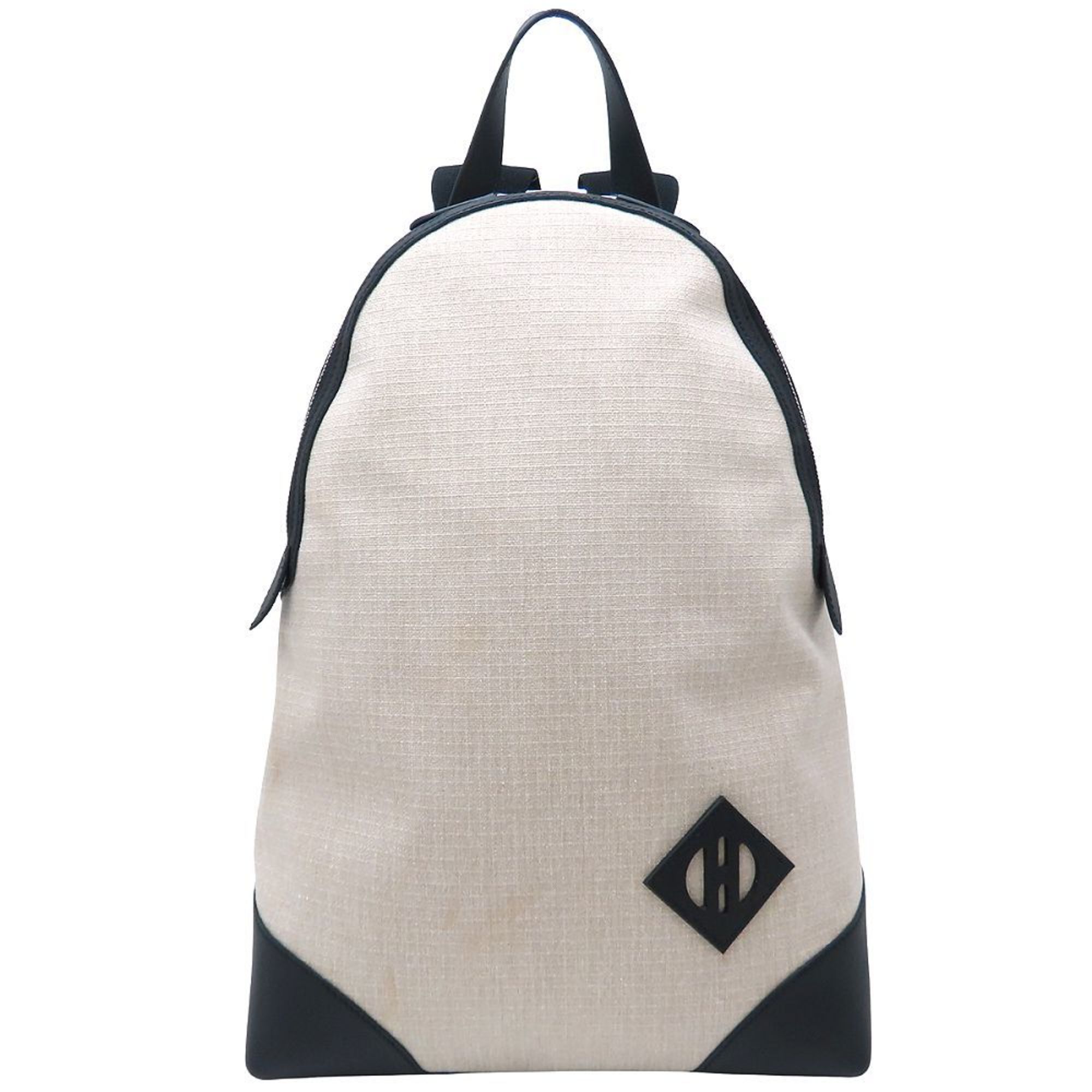 HERMES Sac-Ado All-Back Canvas Backpack, 2023, Swift Leather x Toile Bivouac, Ficelle Noir, 2024-25AW, Men’s, 352935