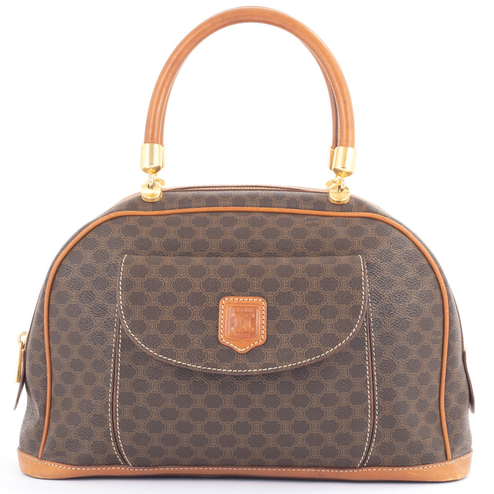 Celine Macadam Handbag MC97/2 PVC Leather Brown Women’s Half Moon CELINE