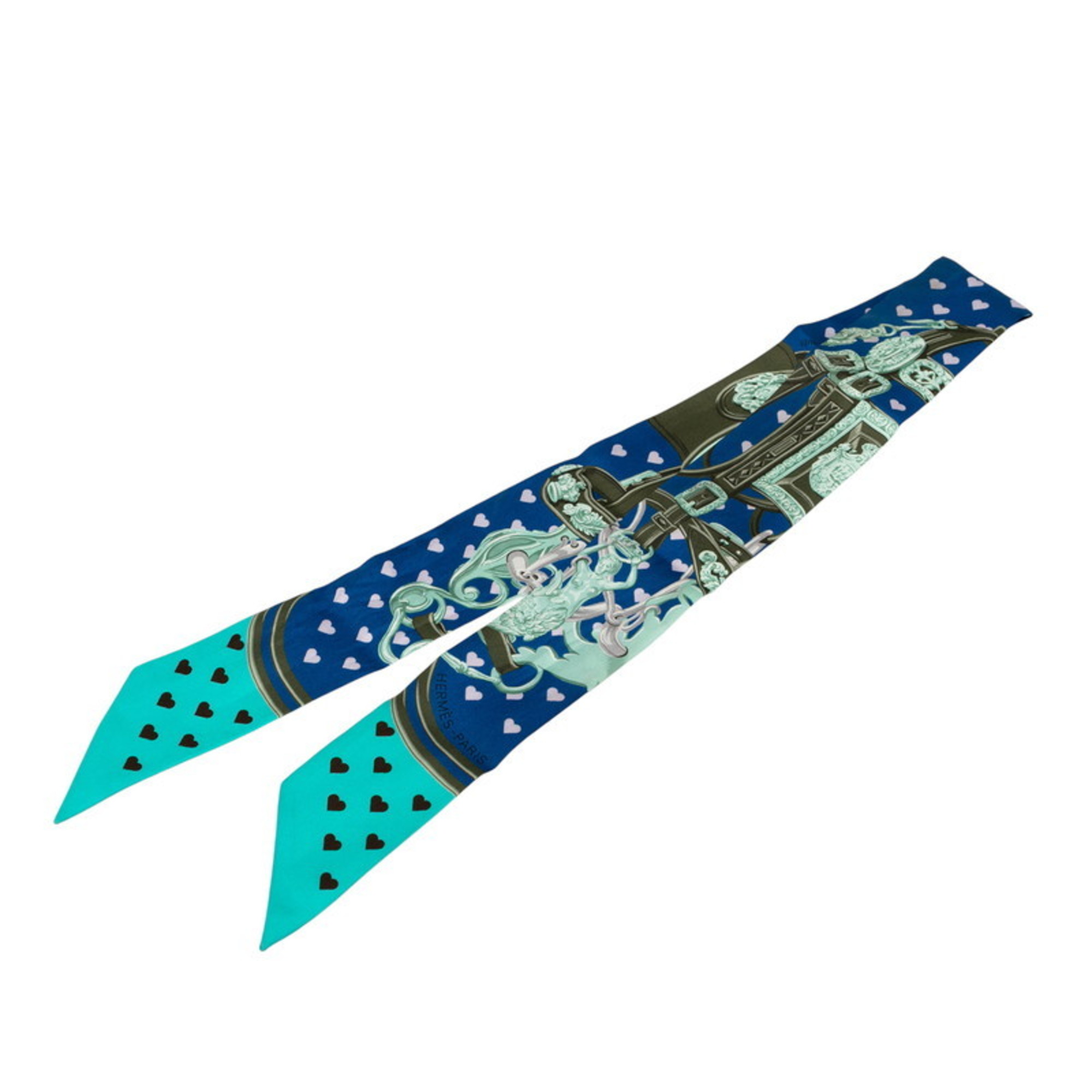 Hermes HermÃ¨s Twilly Brides de Gala Love Scarf, Blue Multicolor Silk, Women’s