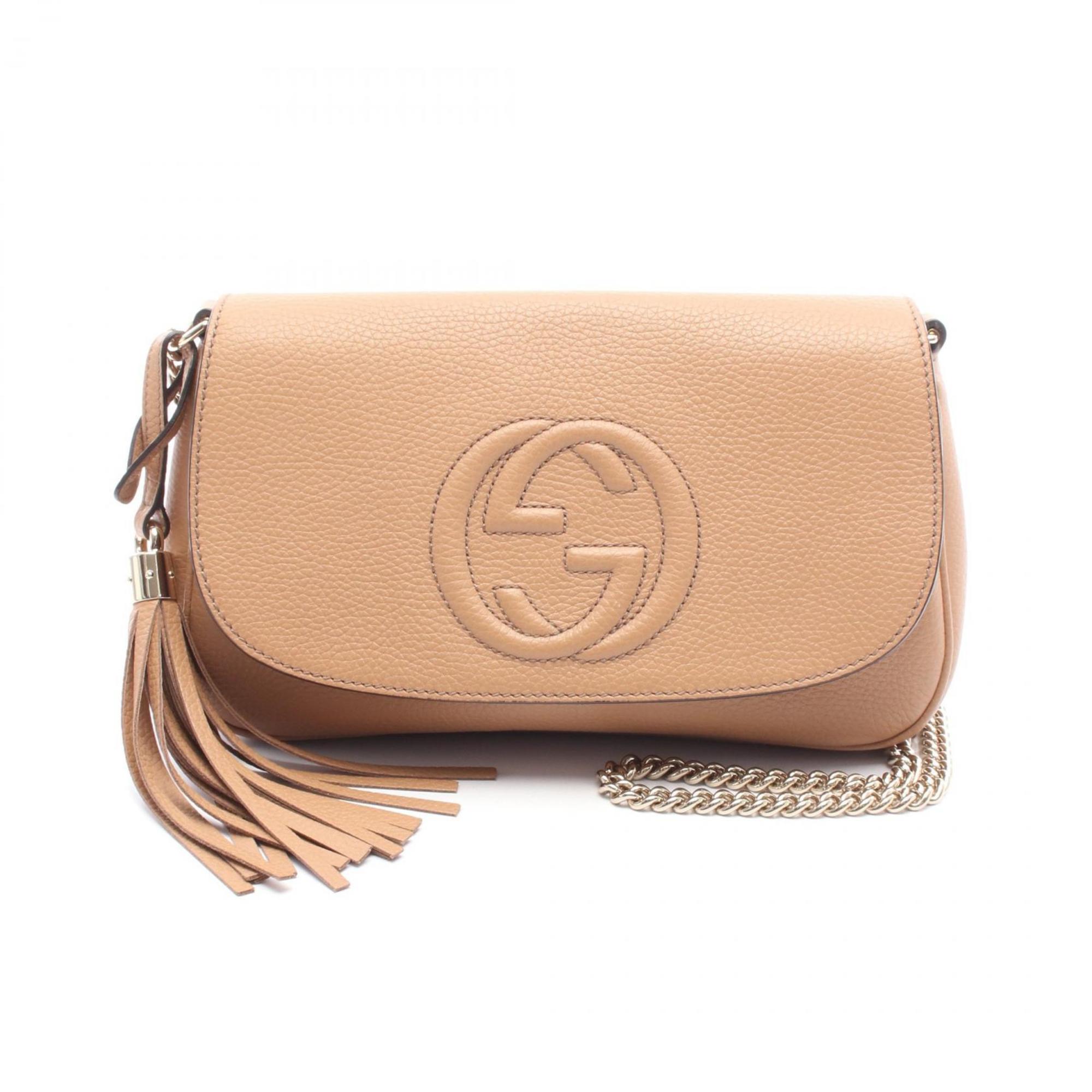 Gucci Soho Interlocking G Shoulder Bag, Leather, Women’s, Brown, 536224