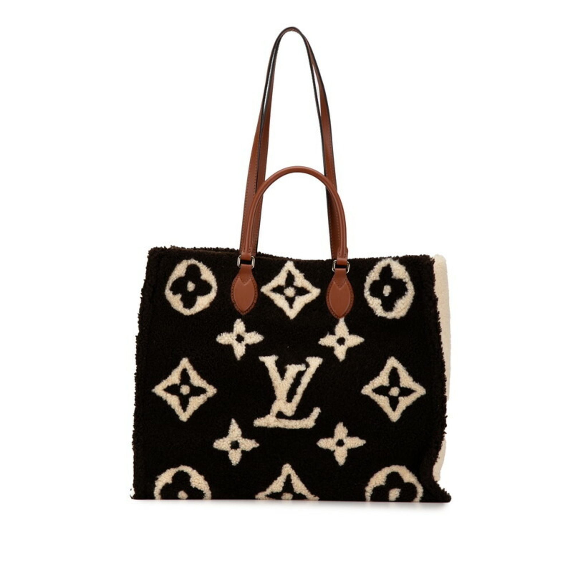 Louis Vuitton Monogram Teddy On The Go GM Tote Bag Shoulder M55420 Brown Beige Mouton Women’s LOUIS VUITTON