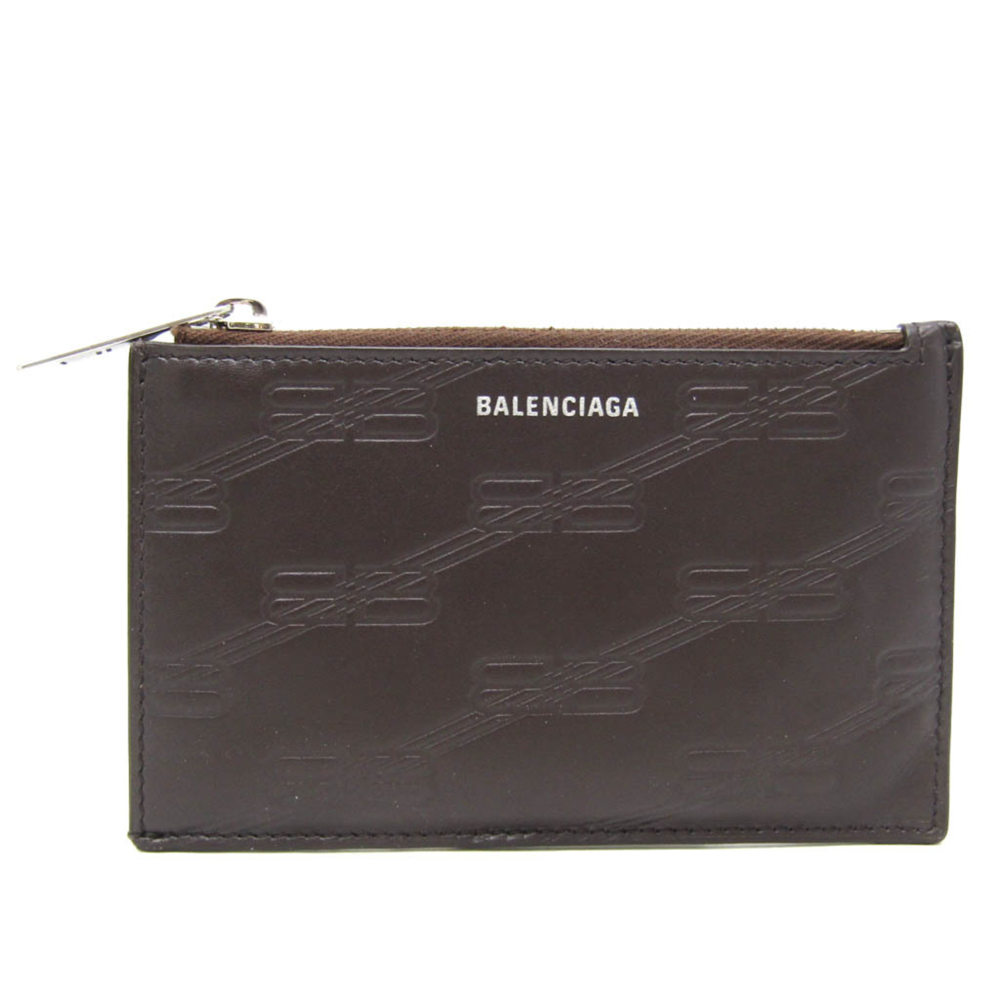 Balenciaga Fragment Case Coin Case 717784 Leather Card Case Dark Brown