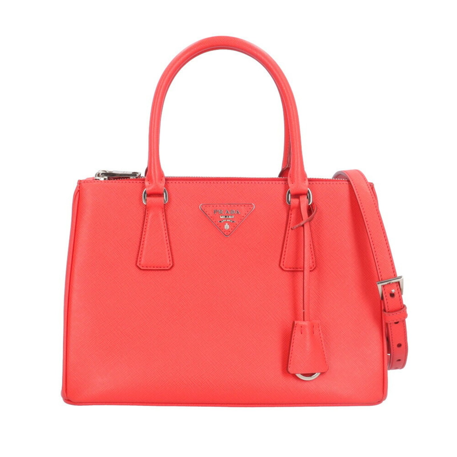 Prada Saffiano Shoulder Bag, Leather, Red, Women’s, PRADA 2-Way