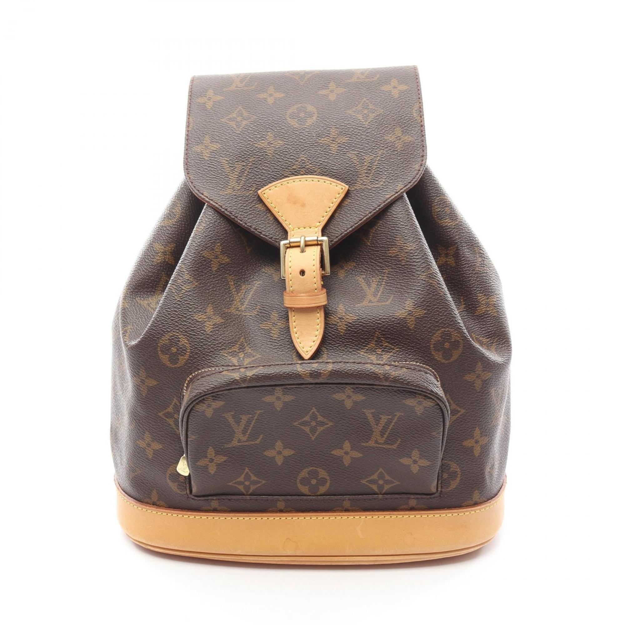 Louis Vuitton Montsouris MM Monogram Backpack, Coated Canvas and Leather, Brown, M51136, Women’s