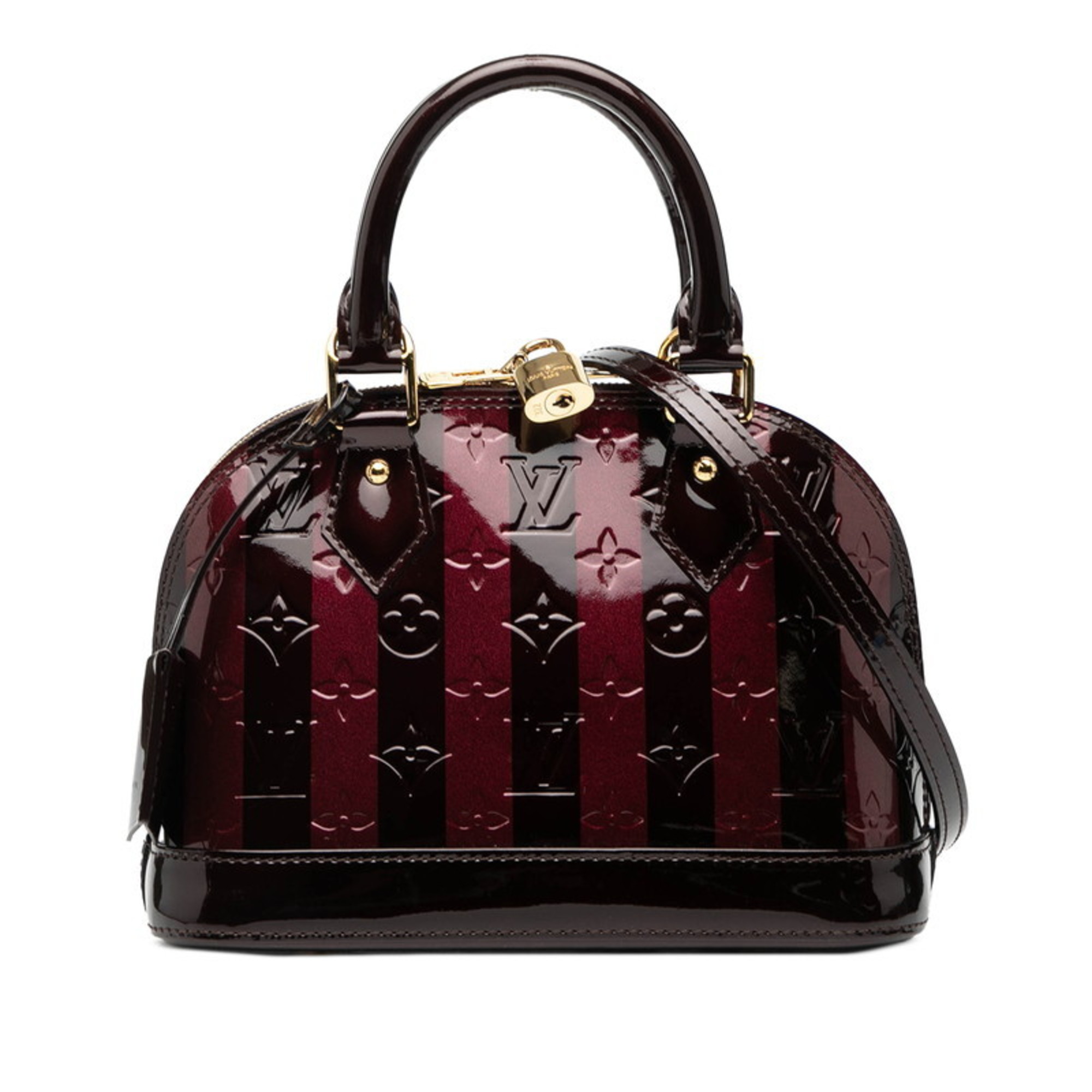 Louis Vuitton Monogram Vernis Alma BB Handbag/Shoulder Bag, 2-Way, M91700, Wine Red, Amaranth Trailleur, Patent Leather, Women’s, LOUIS VUITTON