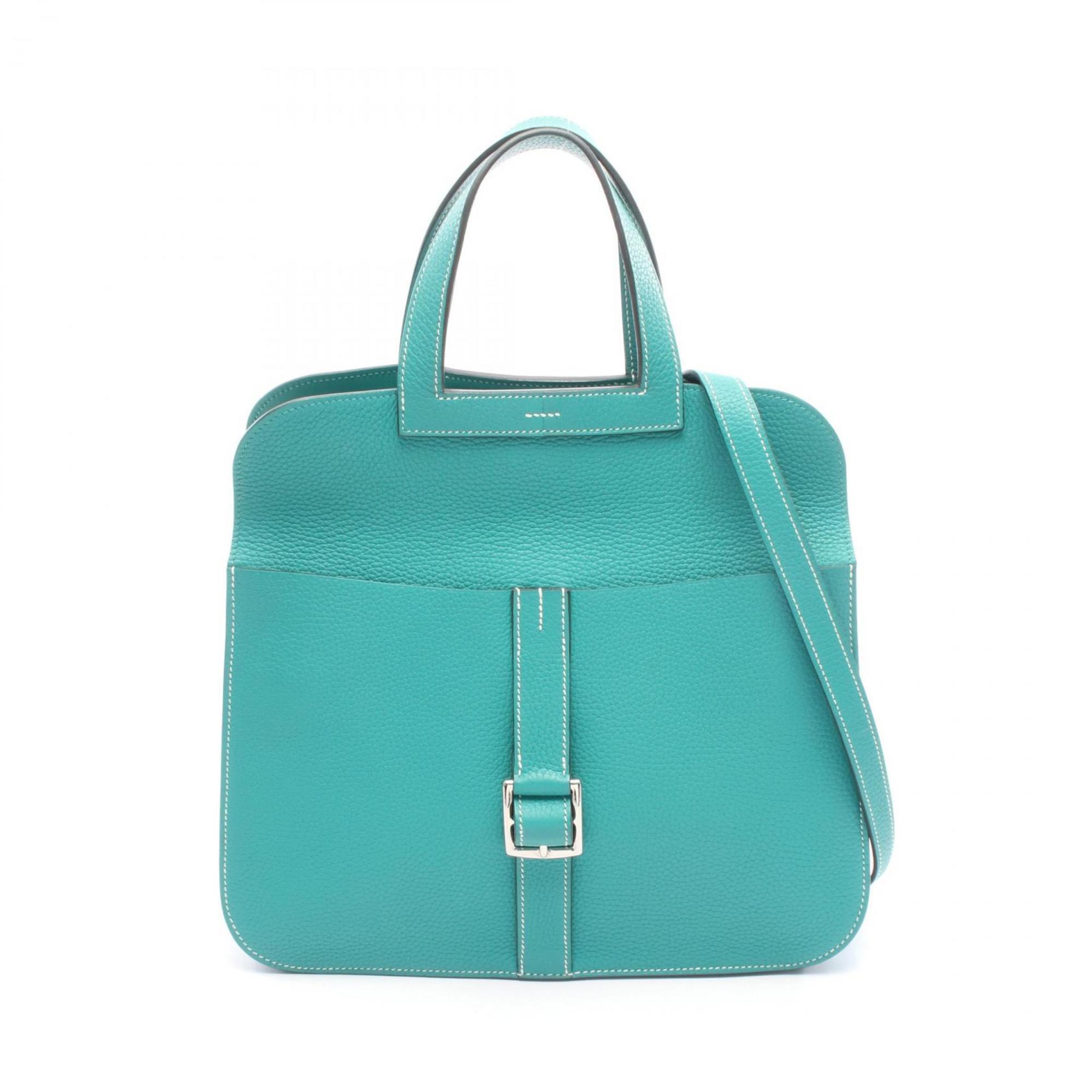 Hermes HermÃ¨s Arzan 31 Vert Verone Handbag in Taurillon Clemence Leather, Women’s, Green, 066777CK