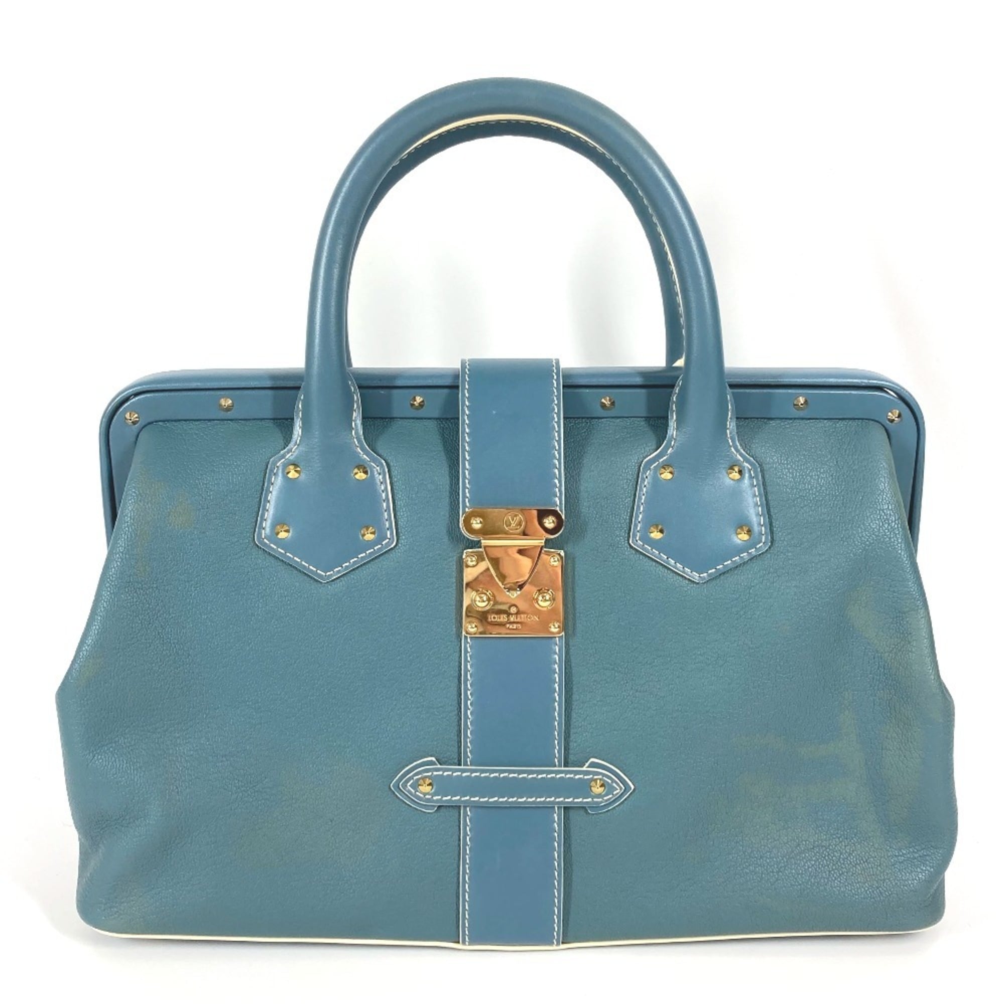 LOUIS VUITTON M91807 Suhali Angenieux PM Tote Bag Studs Handbag Leather Women’s Blue