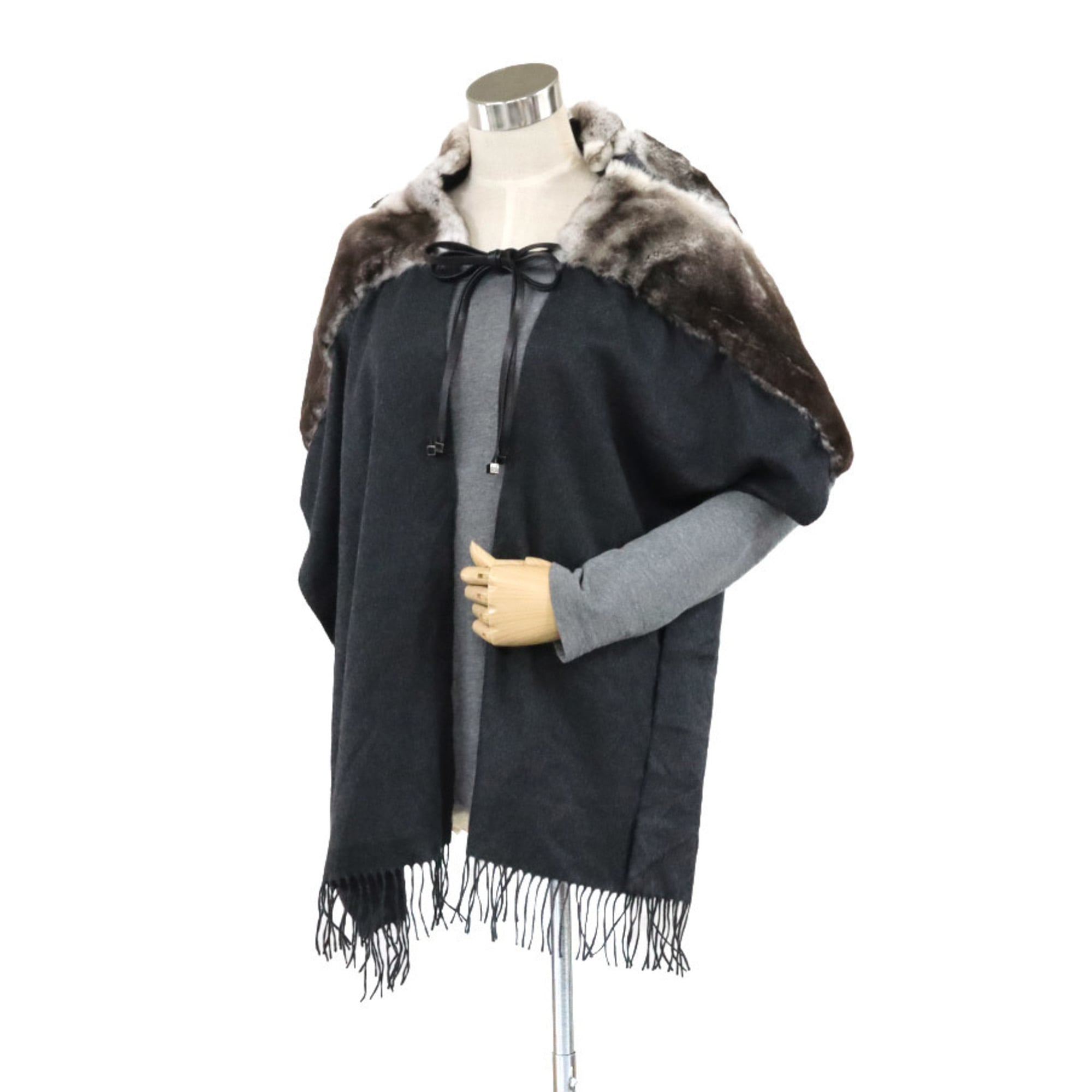 FENDI Silk Scarf/Shawl, Orirag, Dark Gray, Natural, Women’s, e60639i