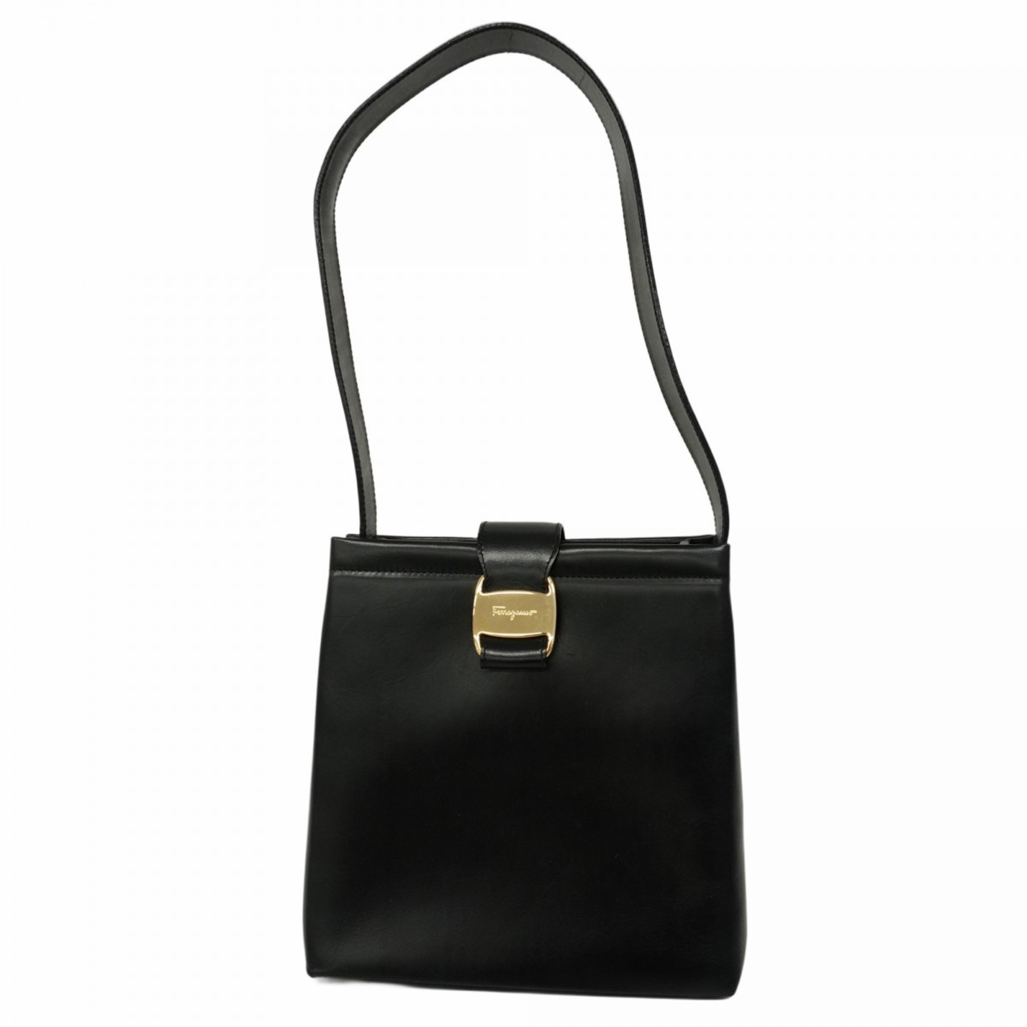 Salvatore Ferragamo Vara Leather Shoulder Bag, Black, Women’s