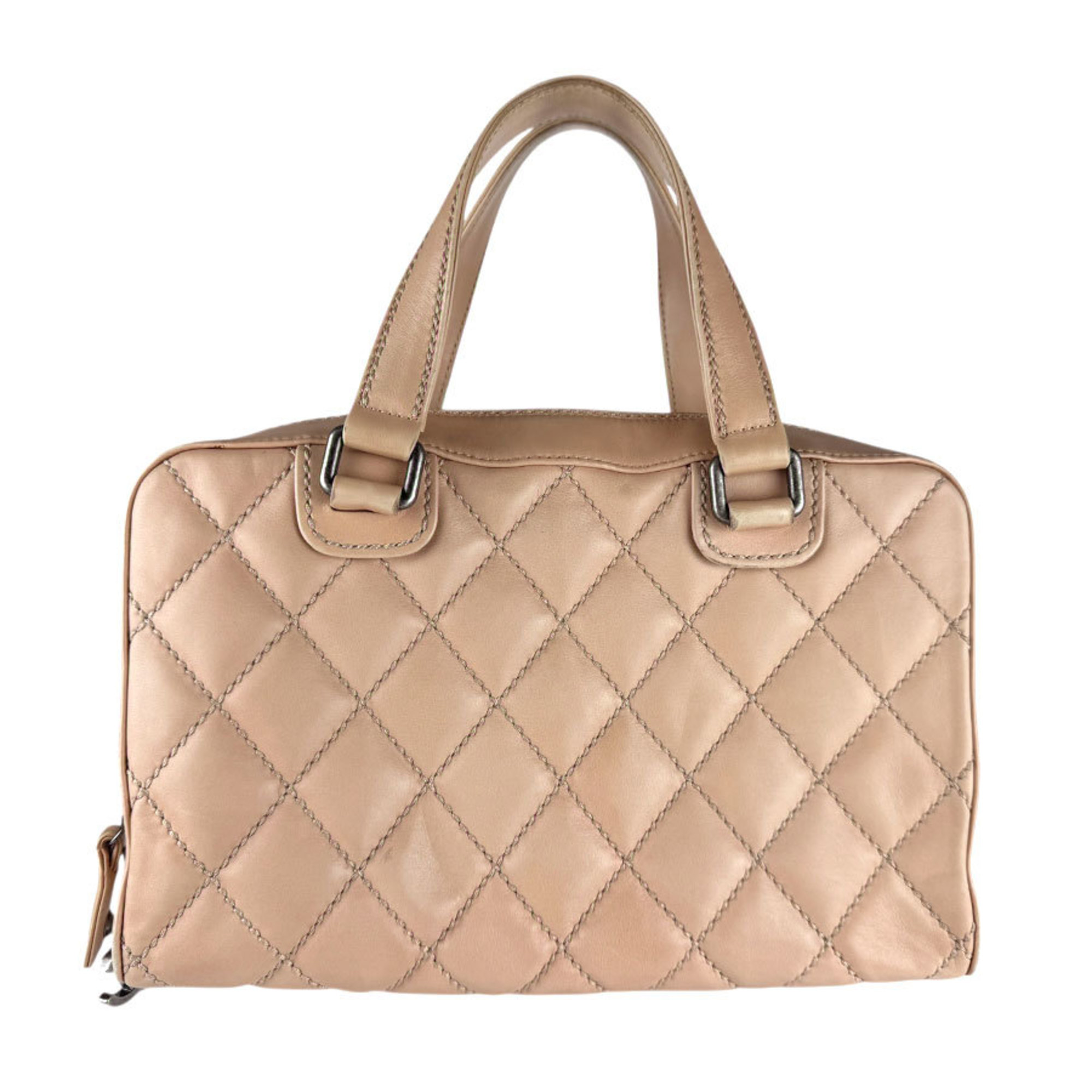 CHANEL Wild Stitch Leather Handbag in Pink Beige, Women’s, z7417