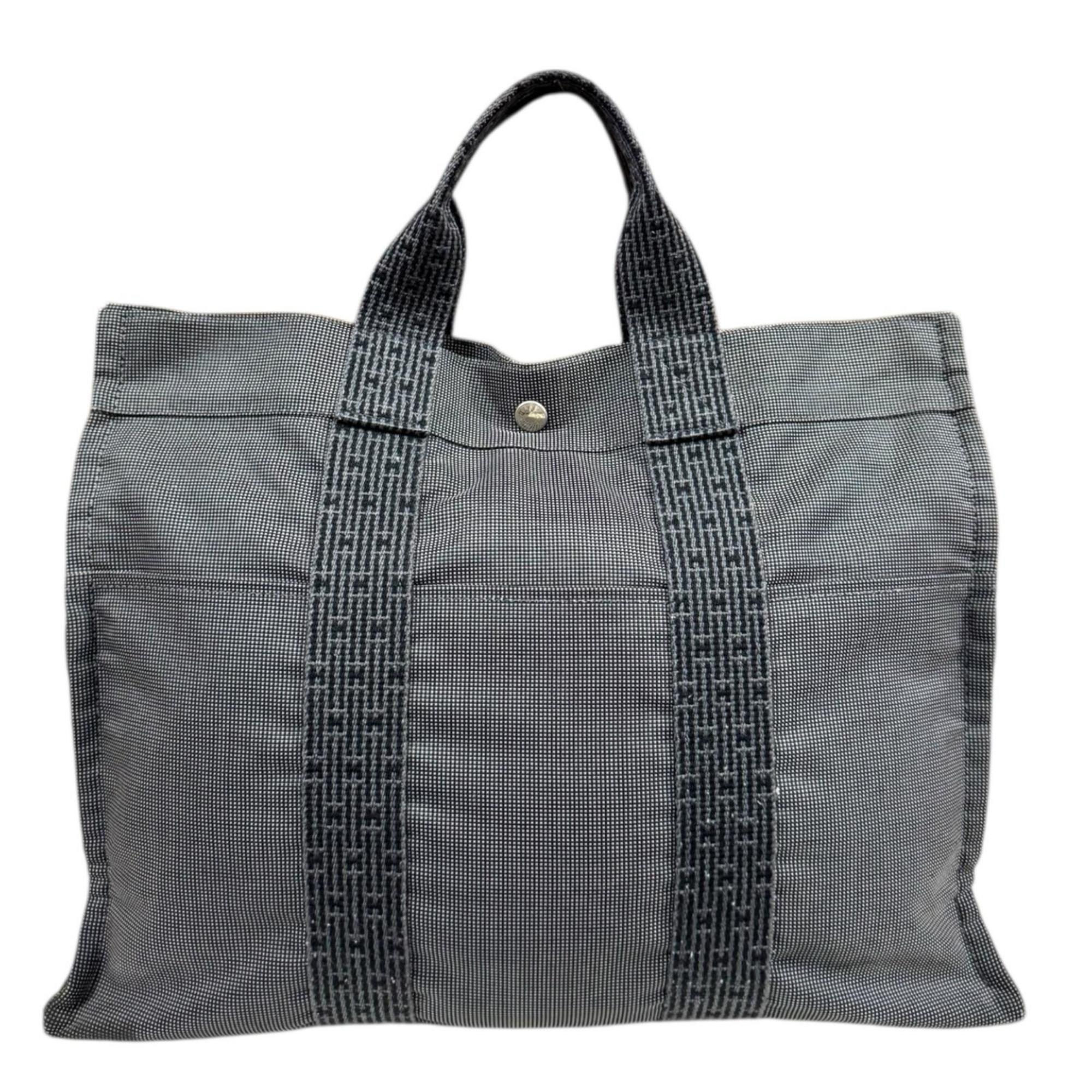 HermÃ¨s Tote MM Air Line Bag, Canvas Gray, Women’s, Pre-owned, HERMES