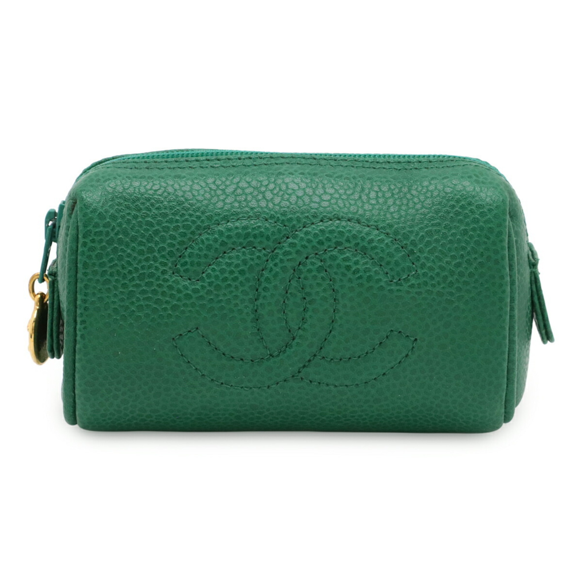 CHANEL Coco Mark Mini Pouch Multi-Pouch Caviar Leather Green