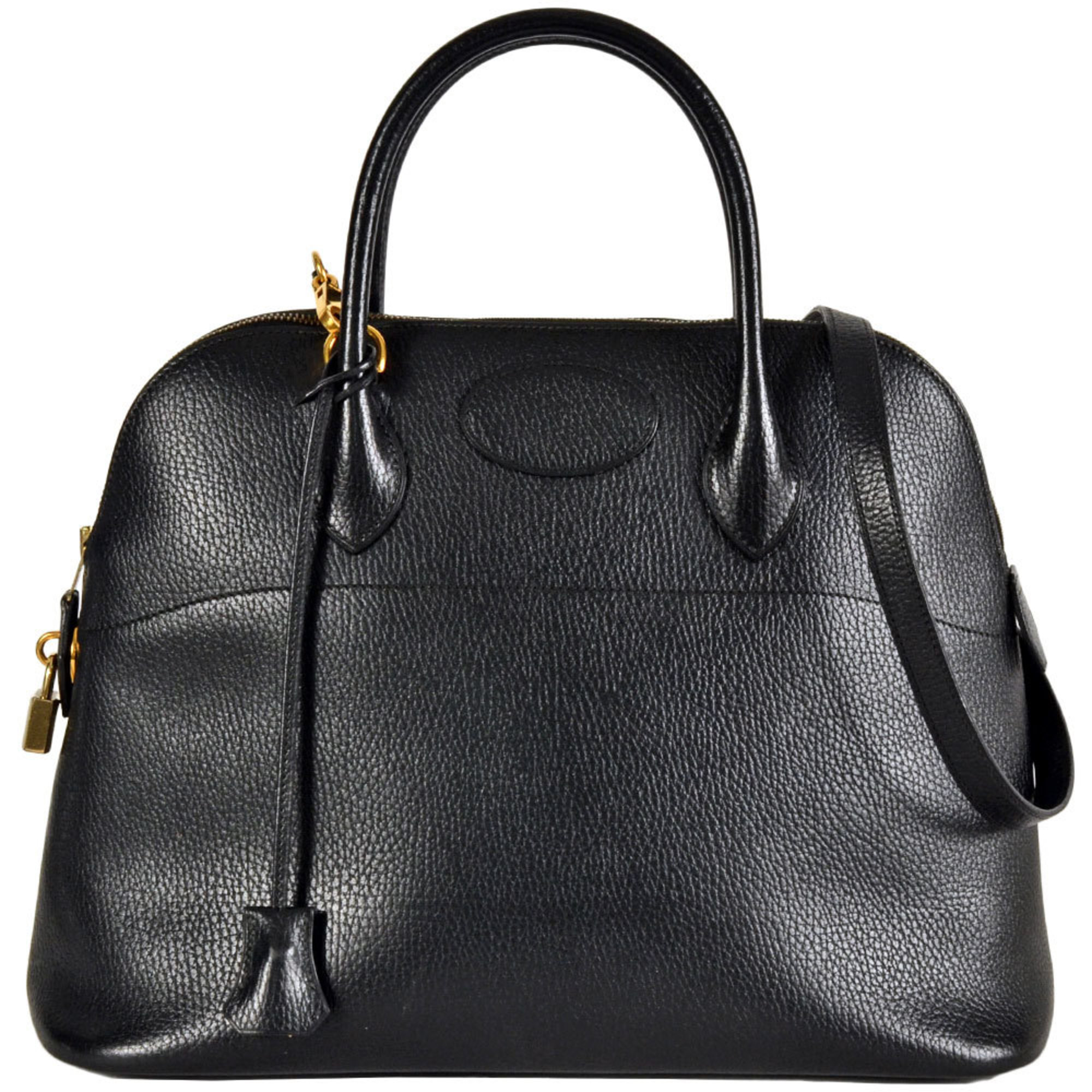 Hermes Bolide 35 Handbag Ardennes ã€‡X Engraved Noir Black