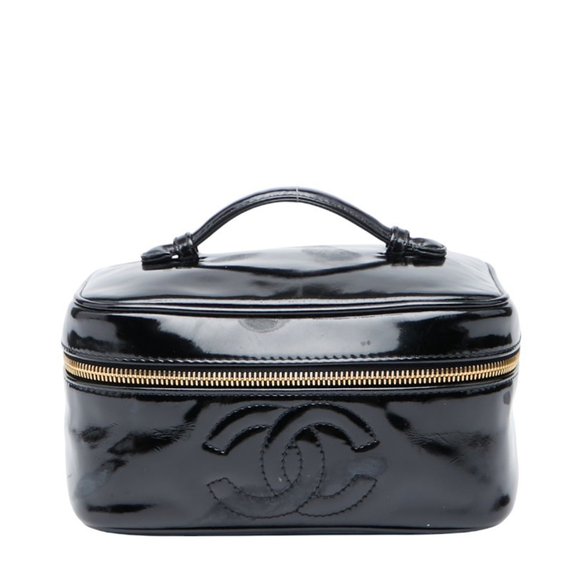 Chanel Coco Mark Vanity Bag Handbag Black Patent Leather Women’s CHANEL