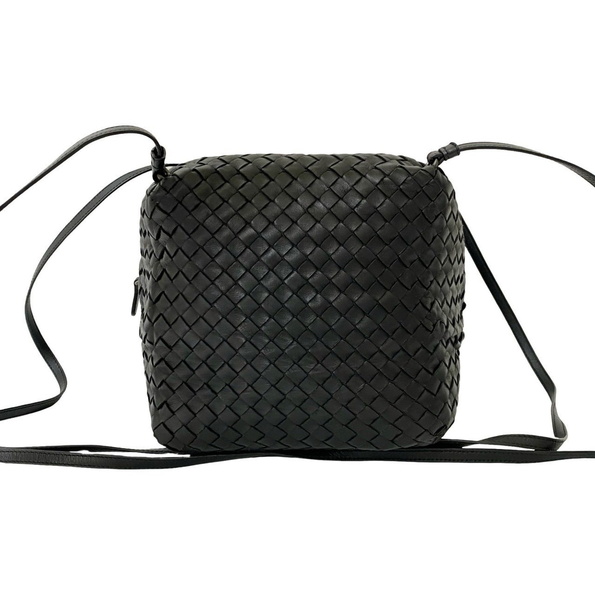 BOTTEGA VENETA Intrecciato Leather Shoulder Bag/Sacoche/Pochette Black 45719