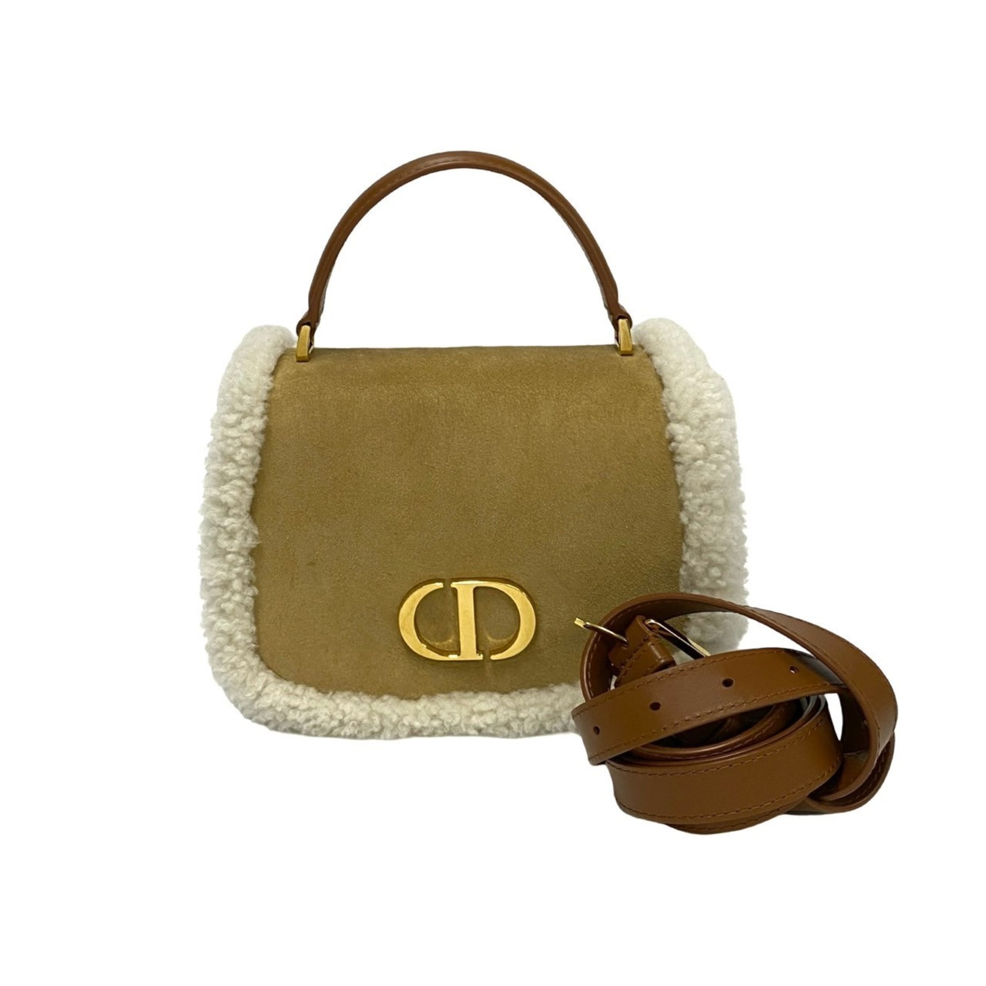 Christian Dior 30 Montaigne Avenue Mouton and Suede 2-Way Shoulder Bag/Handbag 30923