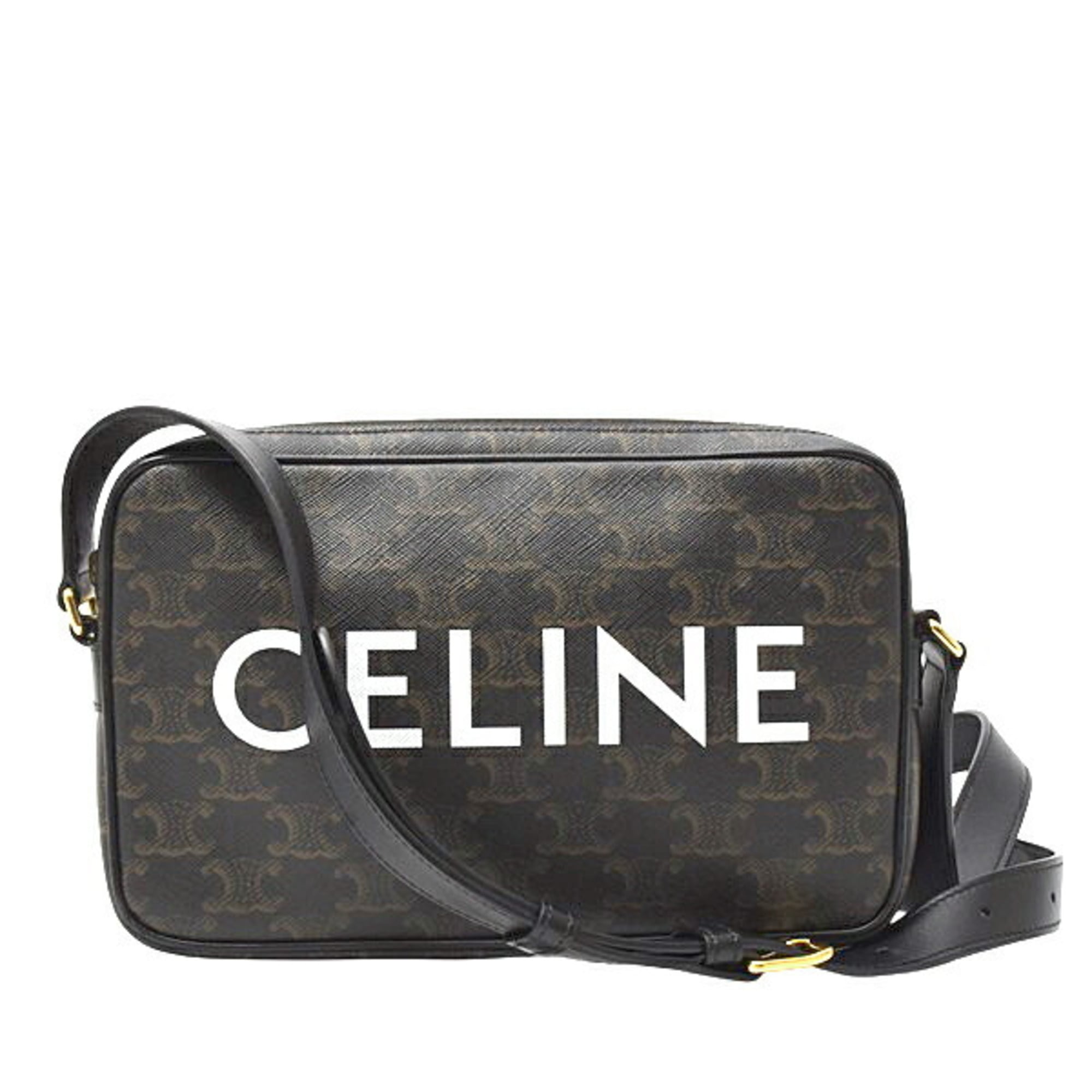 Celine Women’s Triomphe Shoulder Bag in Black PVC Leather (194502)