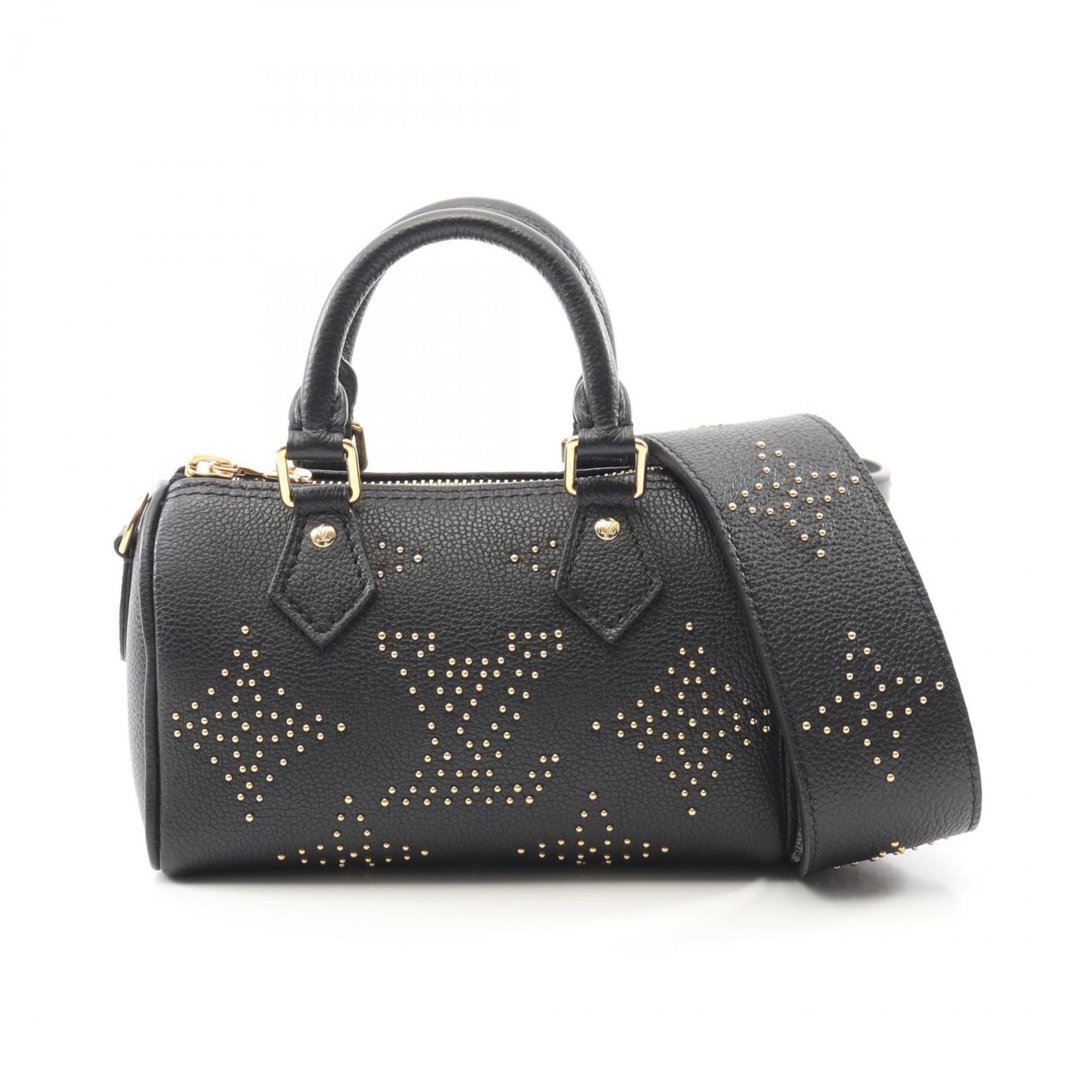 Louis Vuitton Nano Speedy Studded Handbag in Monogram Empreinte Leather, Black, M46745
