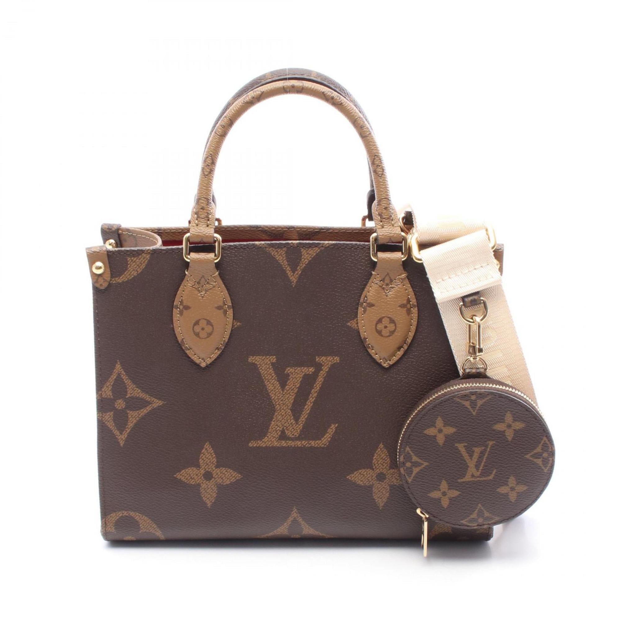 Louis Vuitton On the Go PM Monogram Giant Reverse Handbag, PVC-Coated Canvas, Women’s, Brown/Beige, M46373