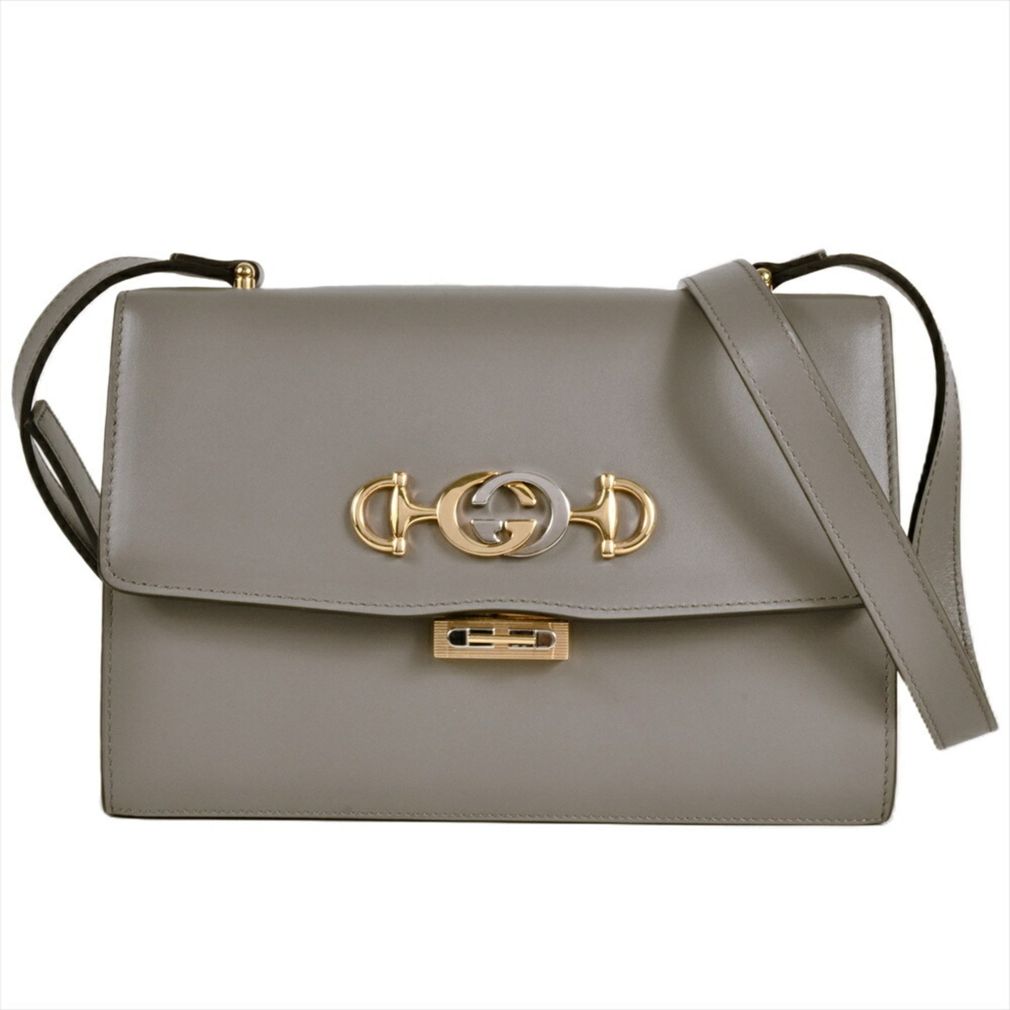 GUCCI Zumi Shoulder Bag Leather 576388 Grey