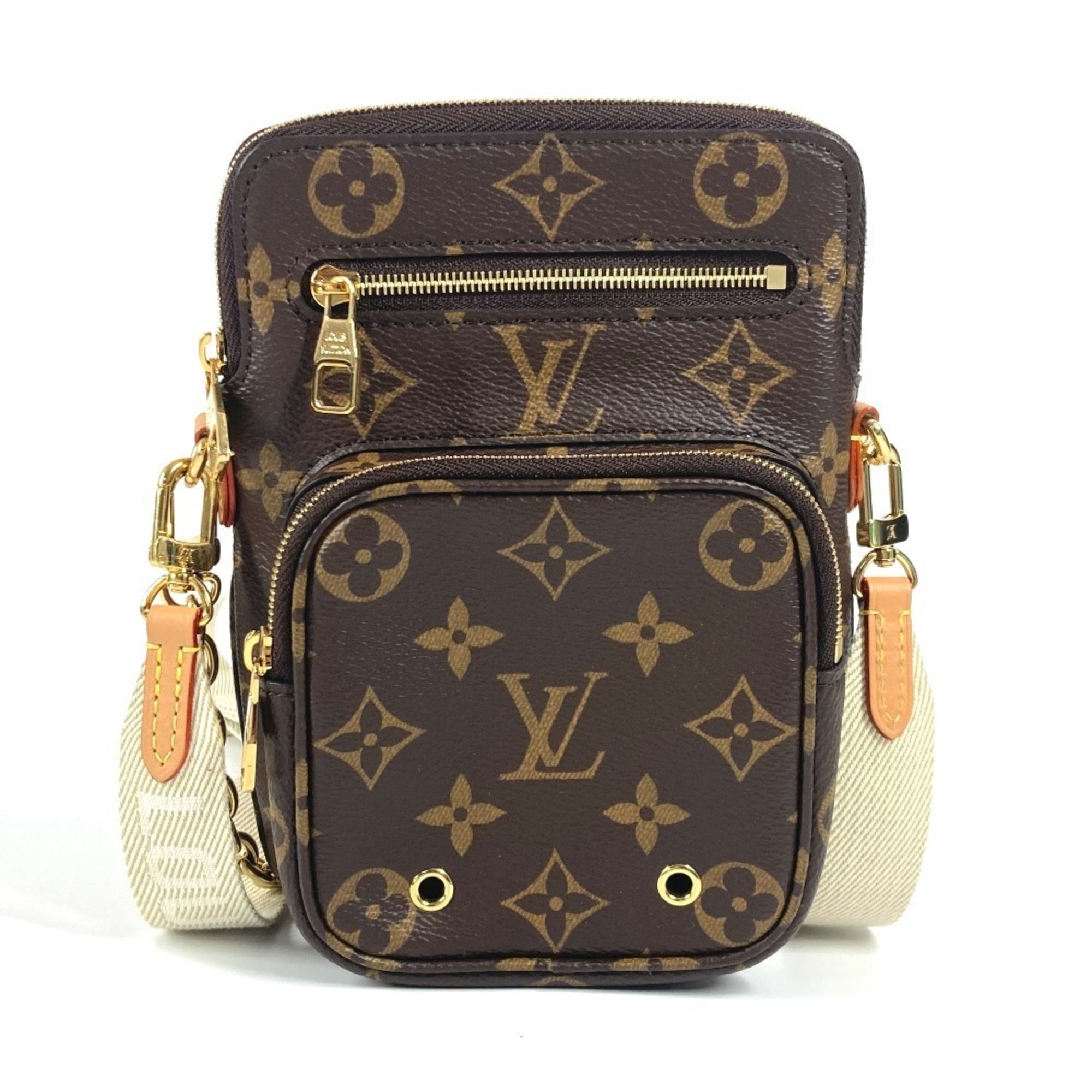 LOUIS VUITTON M80746 Monogram Utility Crossbody Pochette Chain Bag Handbag Shoulder Canvas Men’s Women’s Brown Like New