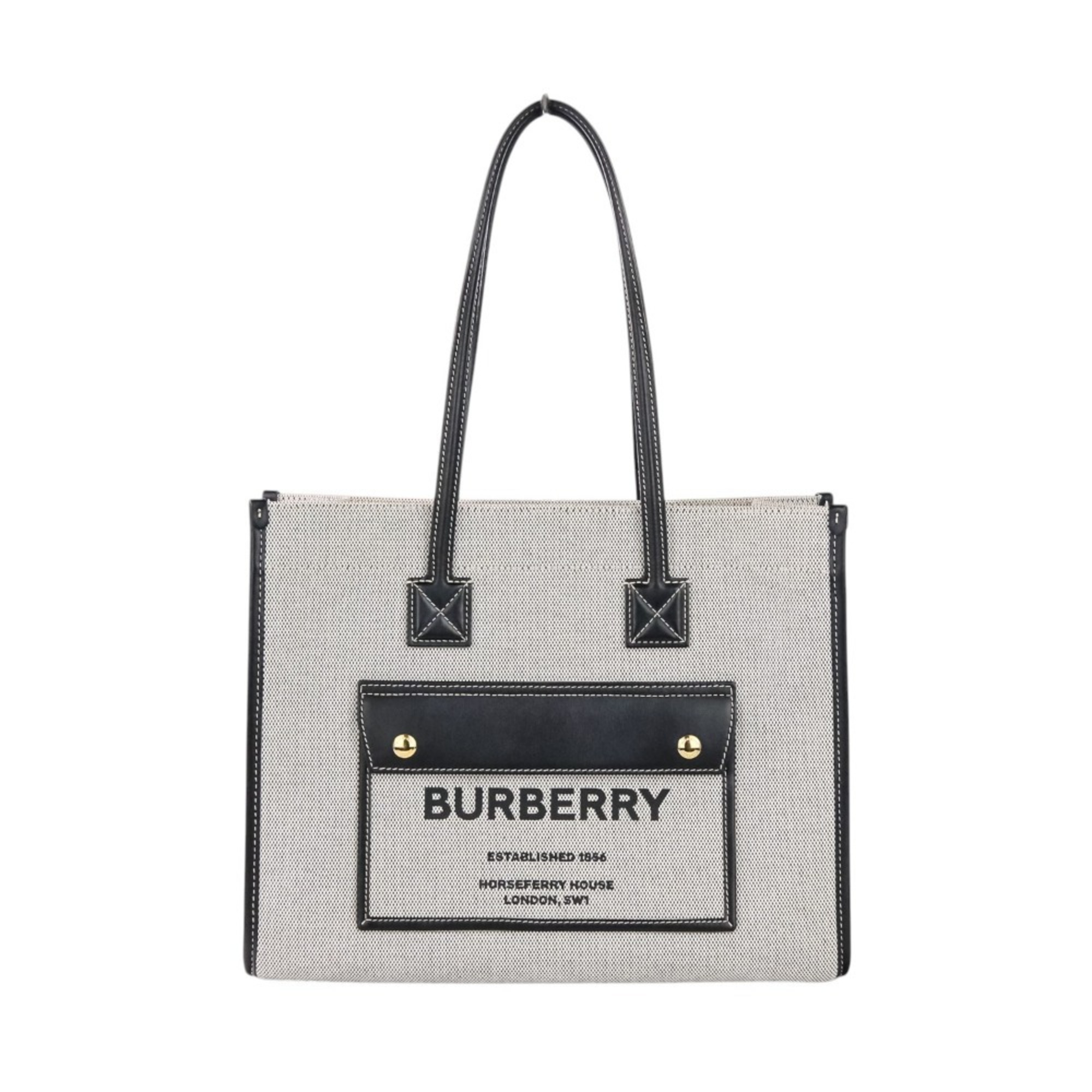 BURBERRY SM FREYA TOTE Canvas Tote Bag 8044137 Gray Women’s