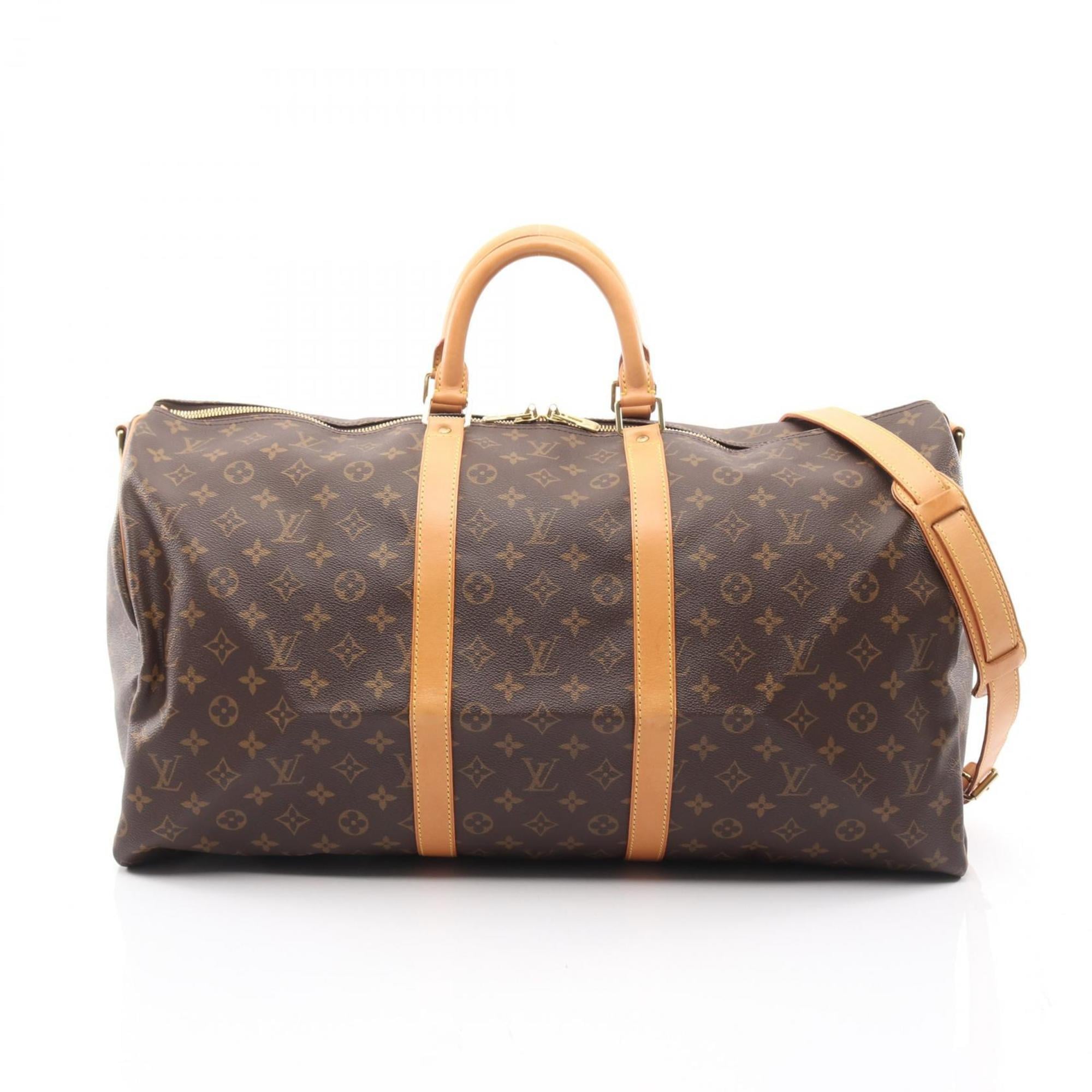 Louis Vuitton Keepall Bandouliere 55 Boston Bag, PVC-Coated Canvas and Leather, Monogram, Men’s Women’s, Brown, M41414