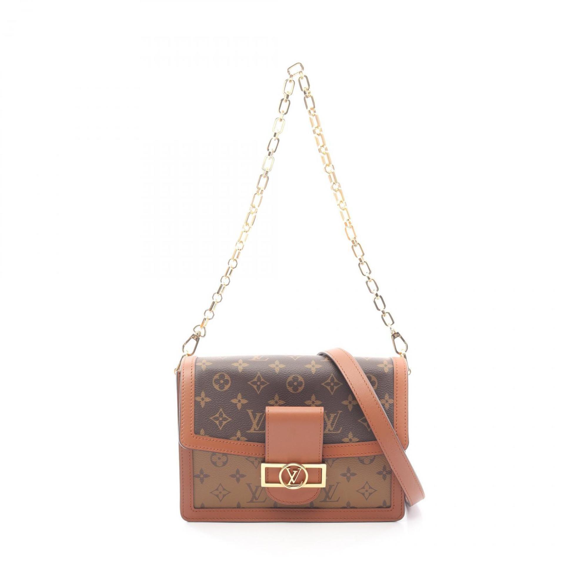 Louis Vuitton Dauphine MM Monogram Reverse Shoulder Bag, Coated Canvas and Leather, Brown, Women’s, M44391