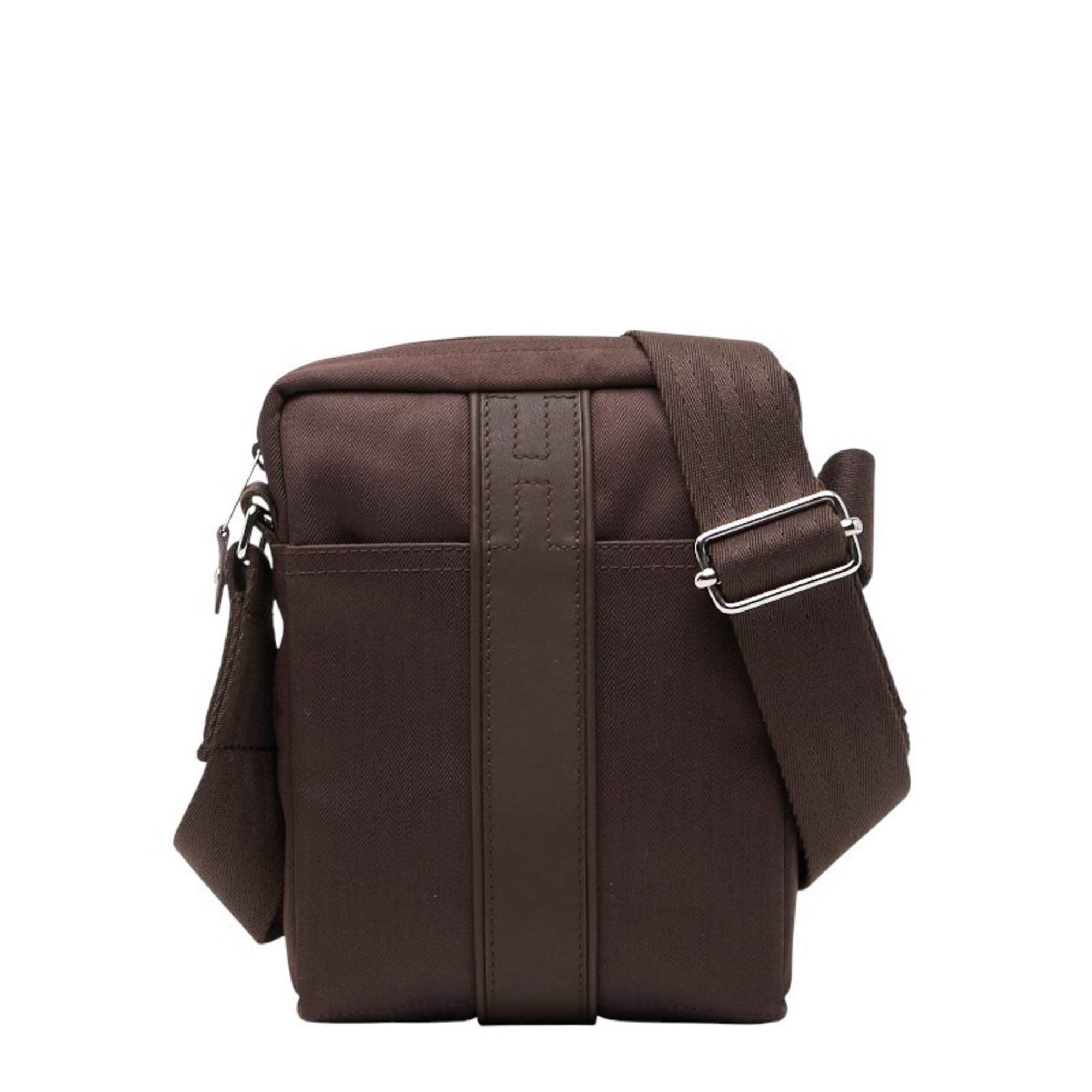 Hermes HermÃ¨s Acapulco Bandouliere PM Crossbody Shoulder Bag Pochette in Brown Toile Chevron Leather for Women