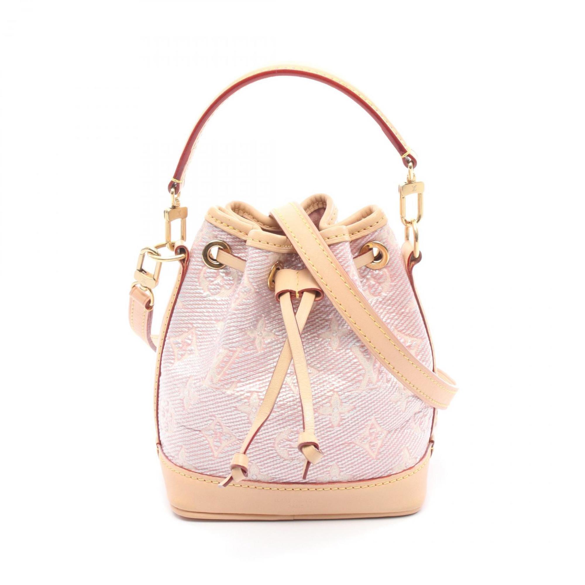 Louis Vuitton Nano Noe Handbag, Leather Jacquard with Monogram Jacquard, Women’s, Pink and Brown, M82427