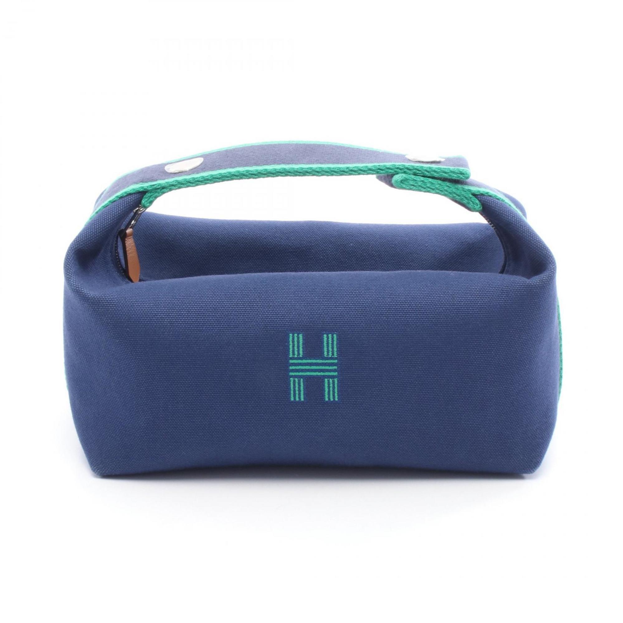 Hermes HermÃ¨s Brides A Black PM Handbag, Canvas, Women’s, Blue and Green, 103222M