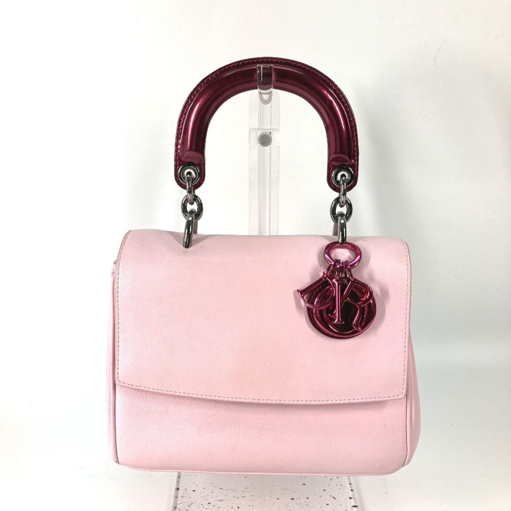 Christian Dior Dior Be 2-Way Bag, Handbag/Shoulder Leather/Patent Leather, Metallic Pink, Women’s
