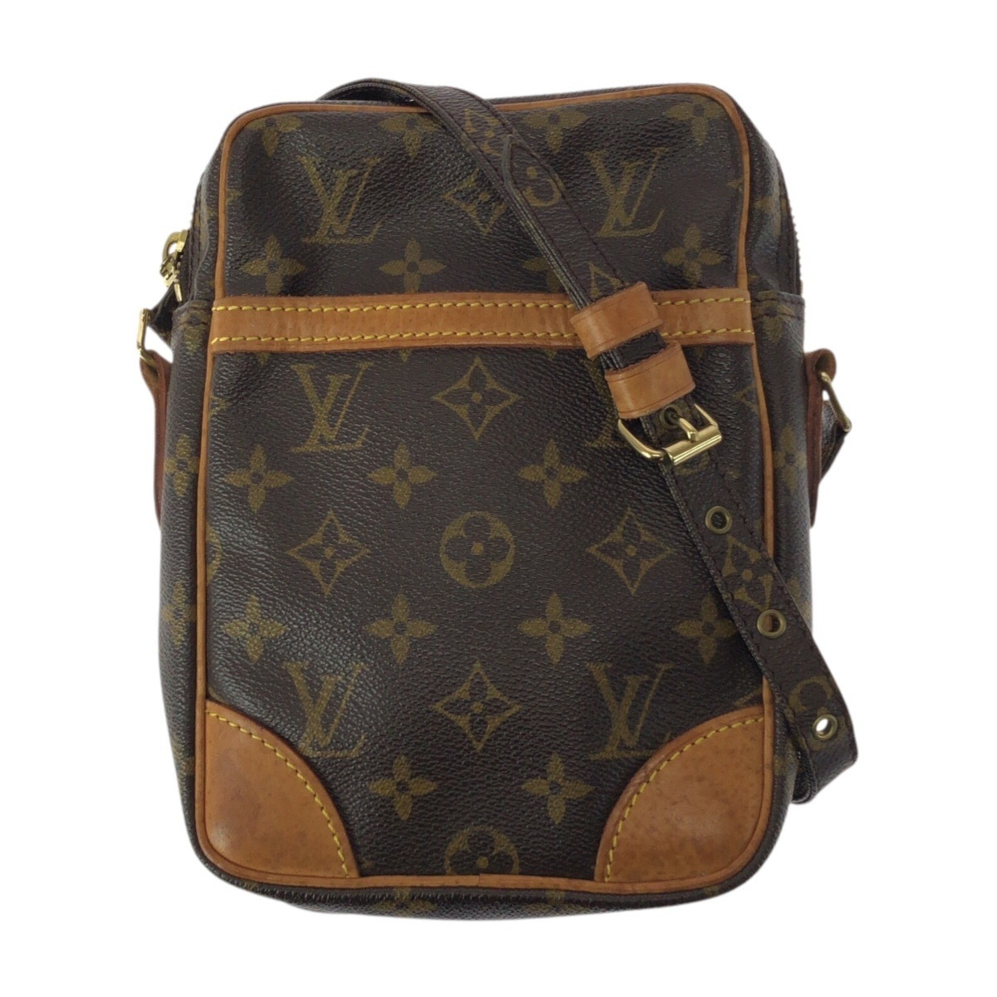 LOUIS VUITTON Monogram Danube Brown with Gold Hardware, PVC/Leather, M45266, Shoulder Bag/Pochette, Women’s