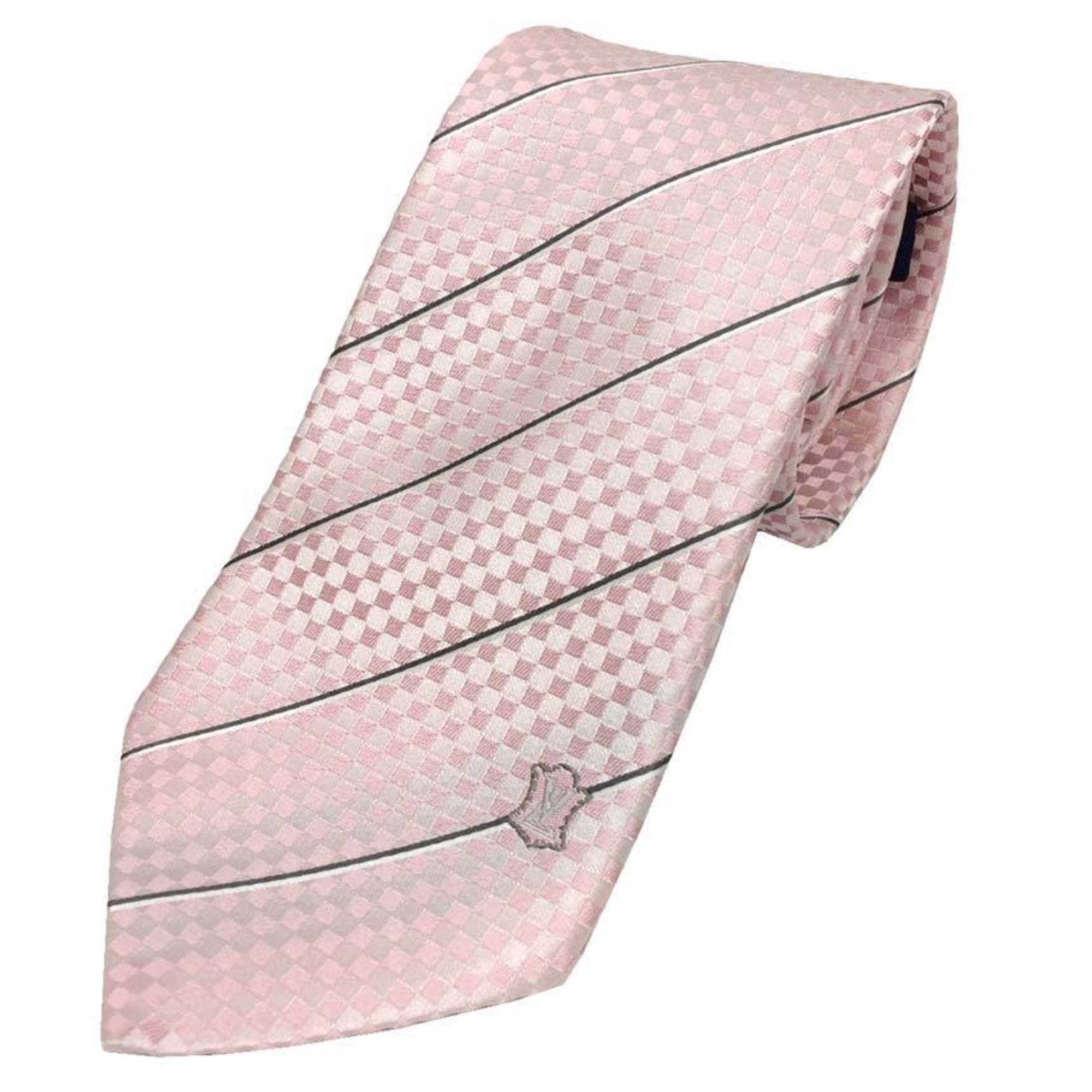 LOUIS VUITTON Cravate Ec Tie, 8cm, M78760, Rose Pale Pink, Damier Finish, 100% Silk, Men’s, aq11838