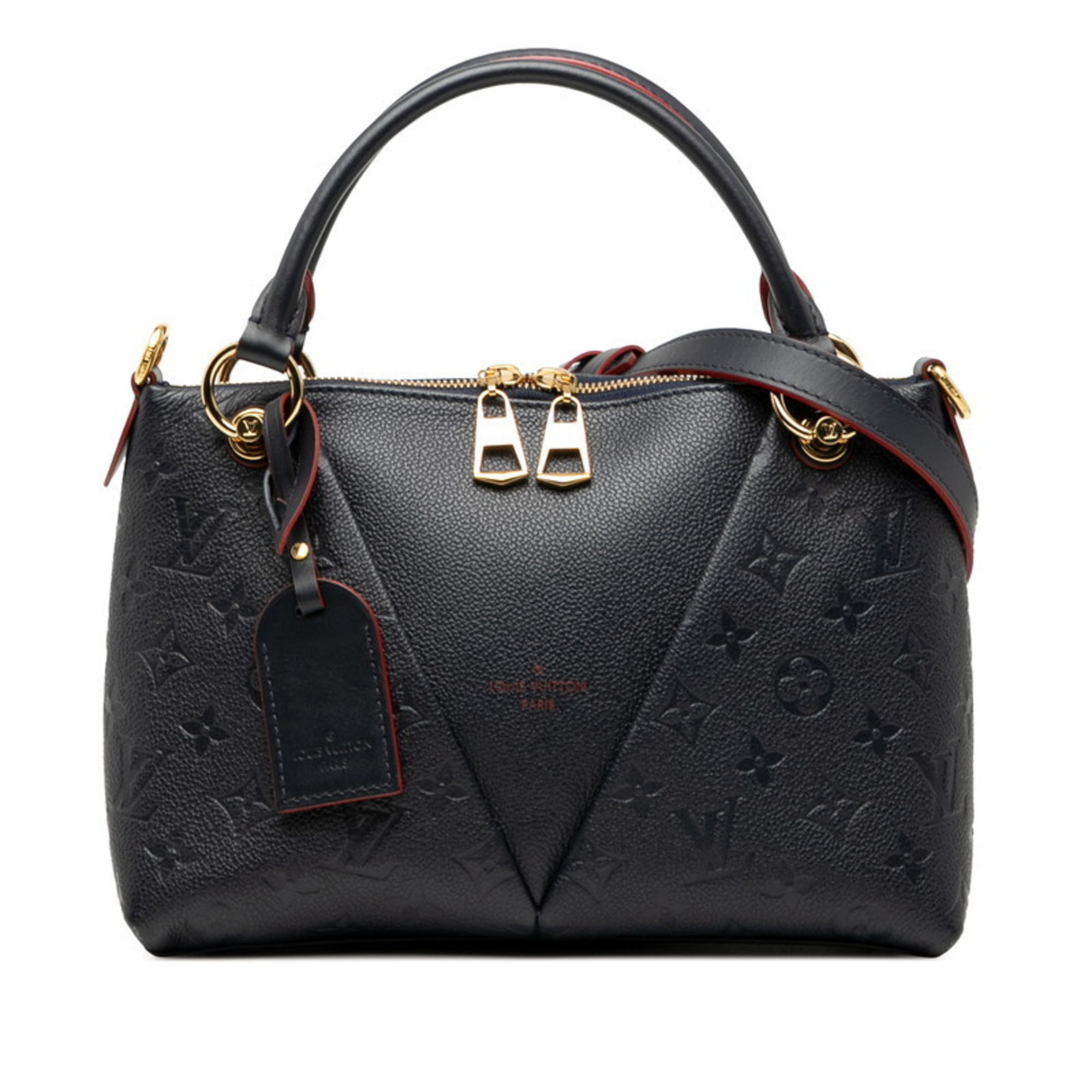 Louis Vuitton Monogram Empreinte V Tote BB Handbag/Shoulder Bag, 2-Way, M44845, Marine Rouge Navy Leather, Women’s, LOUIS VUITTON