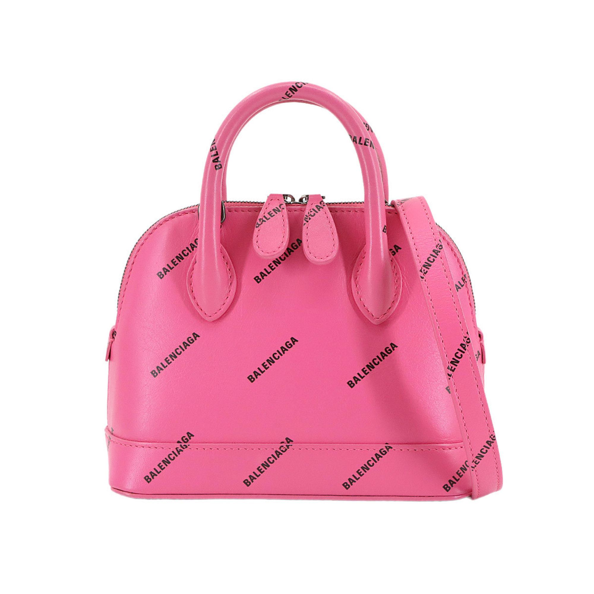 Balenciaga Vill Top Handle XXS 2-way hand/shoulder bag in pink and black leather (550646)