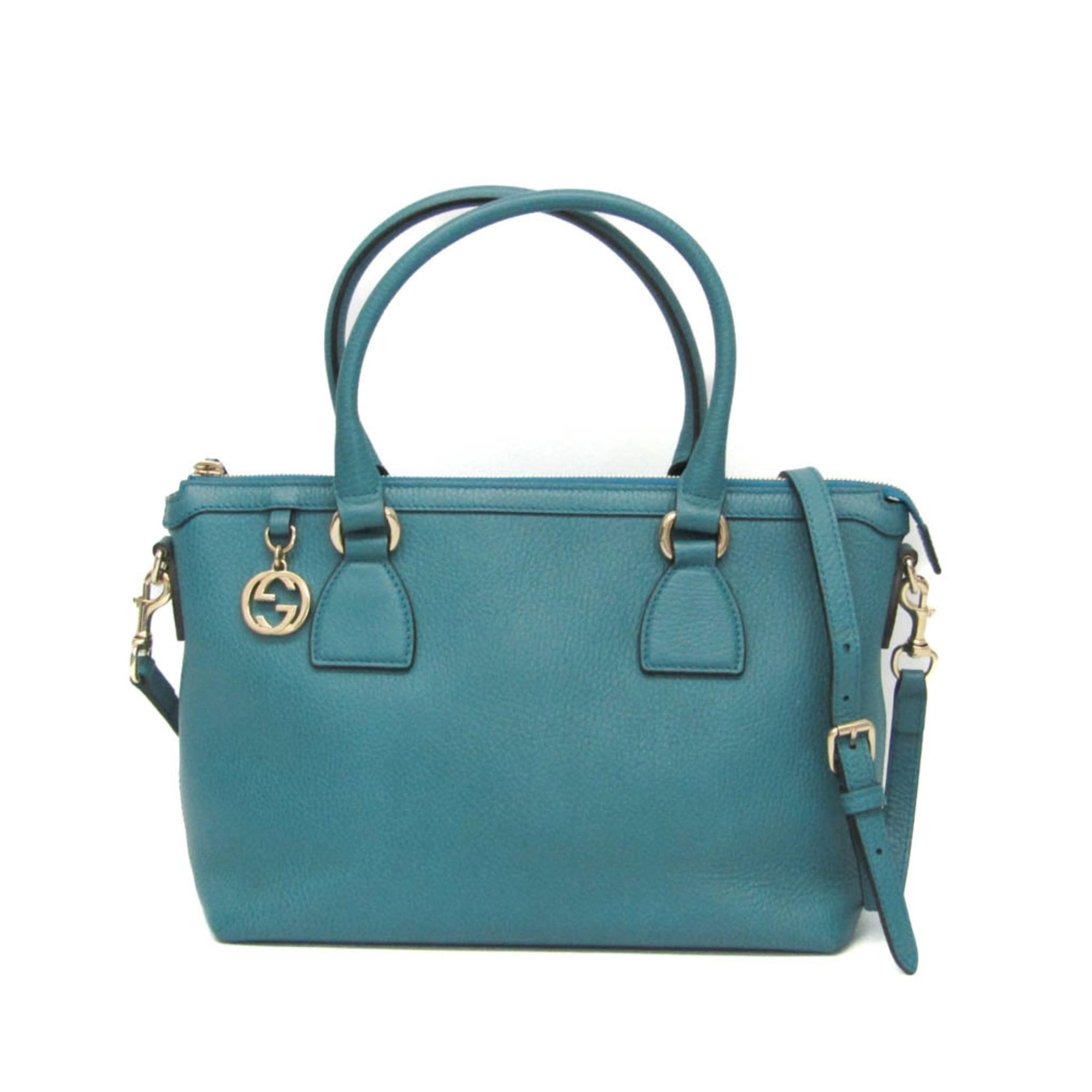 Gucci Interlocking G 449659 Women’s Leather Handbag,Shoulder Bag Blue