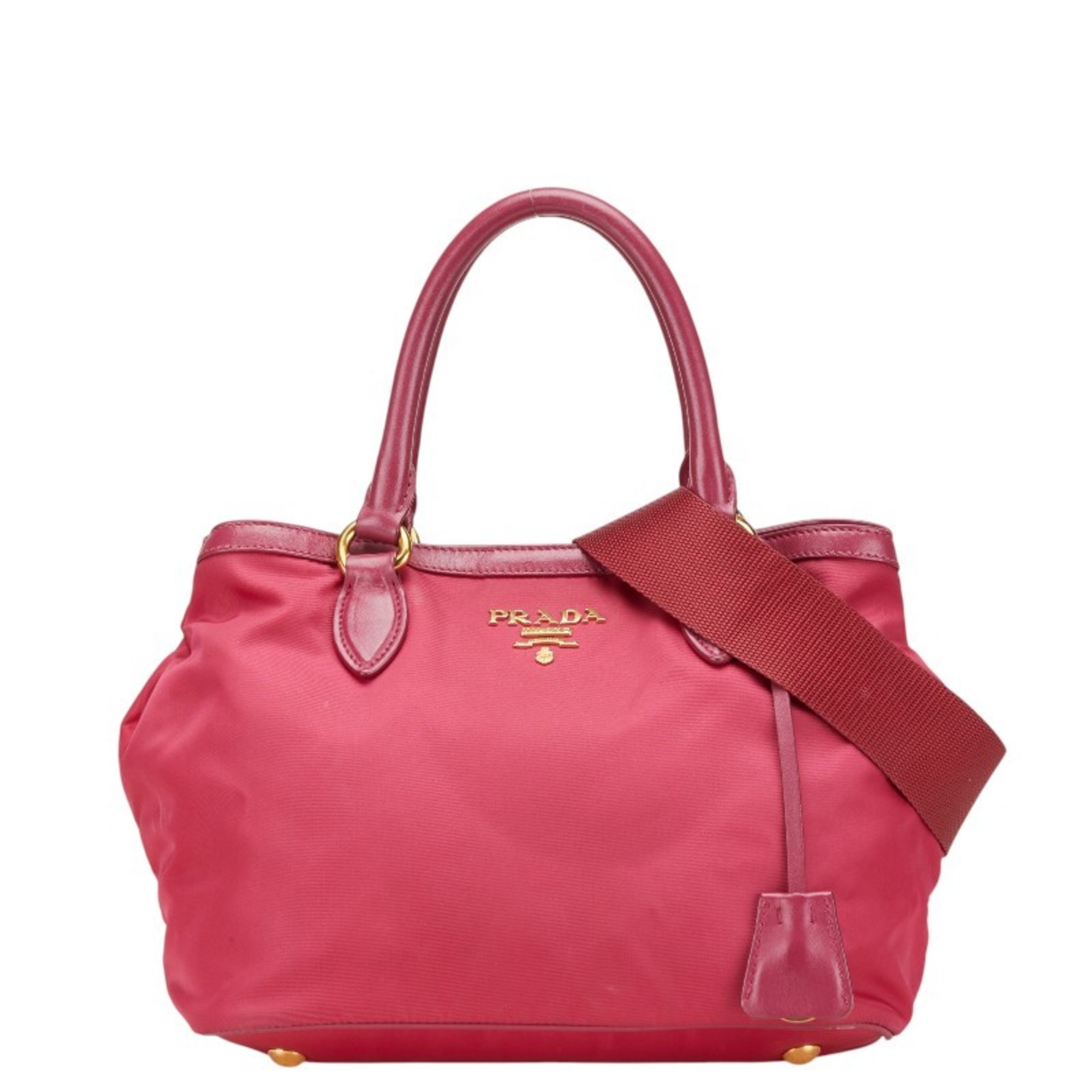 Prada 2-Way Handbag Shoulder Bag 1BA172 Pink Nylon Leather Women’s PRADA
