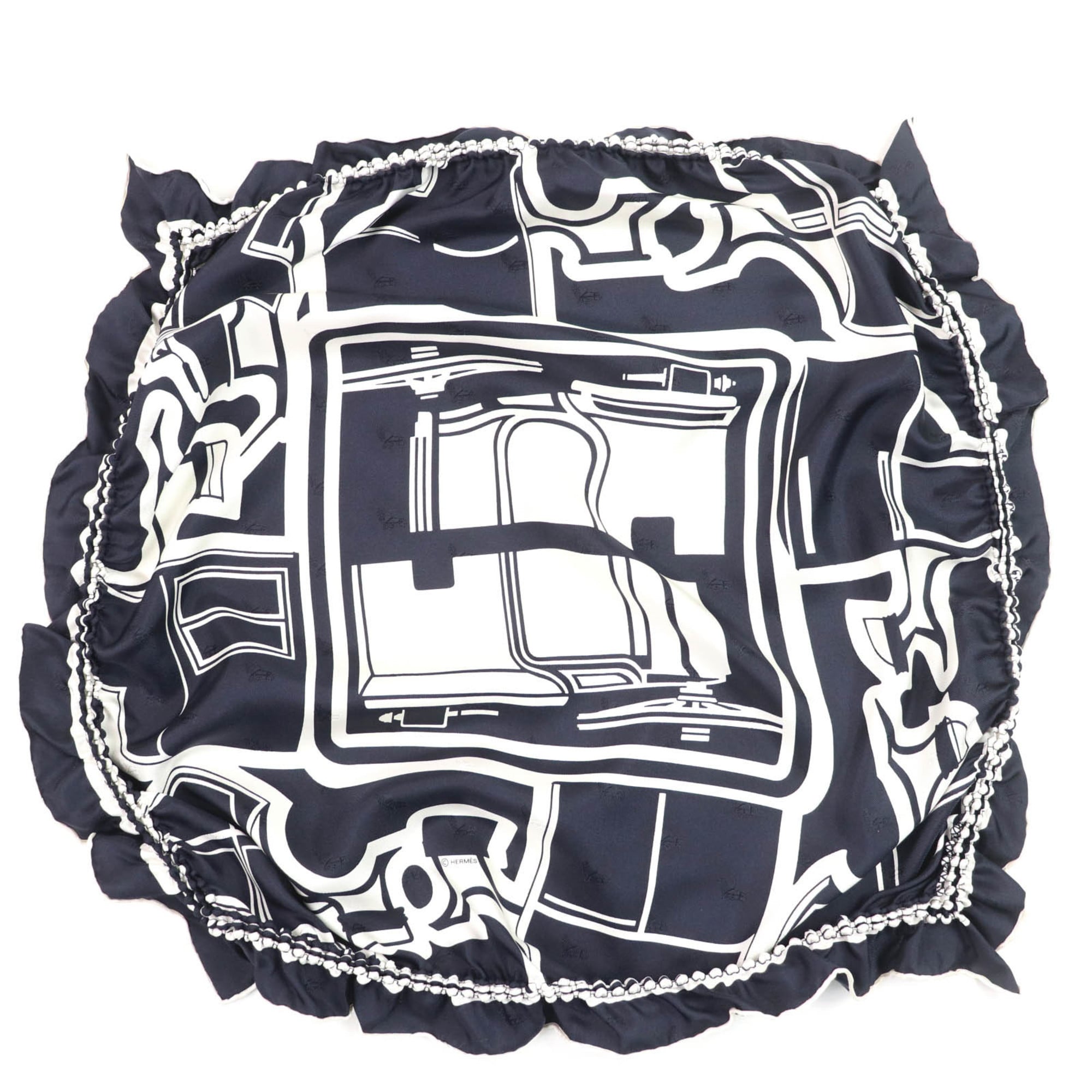 HERMES Coupe Tatouage 100% Silk Scarf with Full Design, Navy, Women’s, Box Included