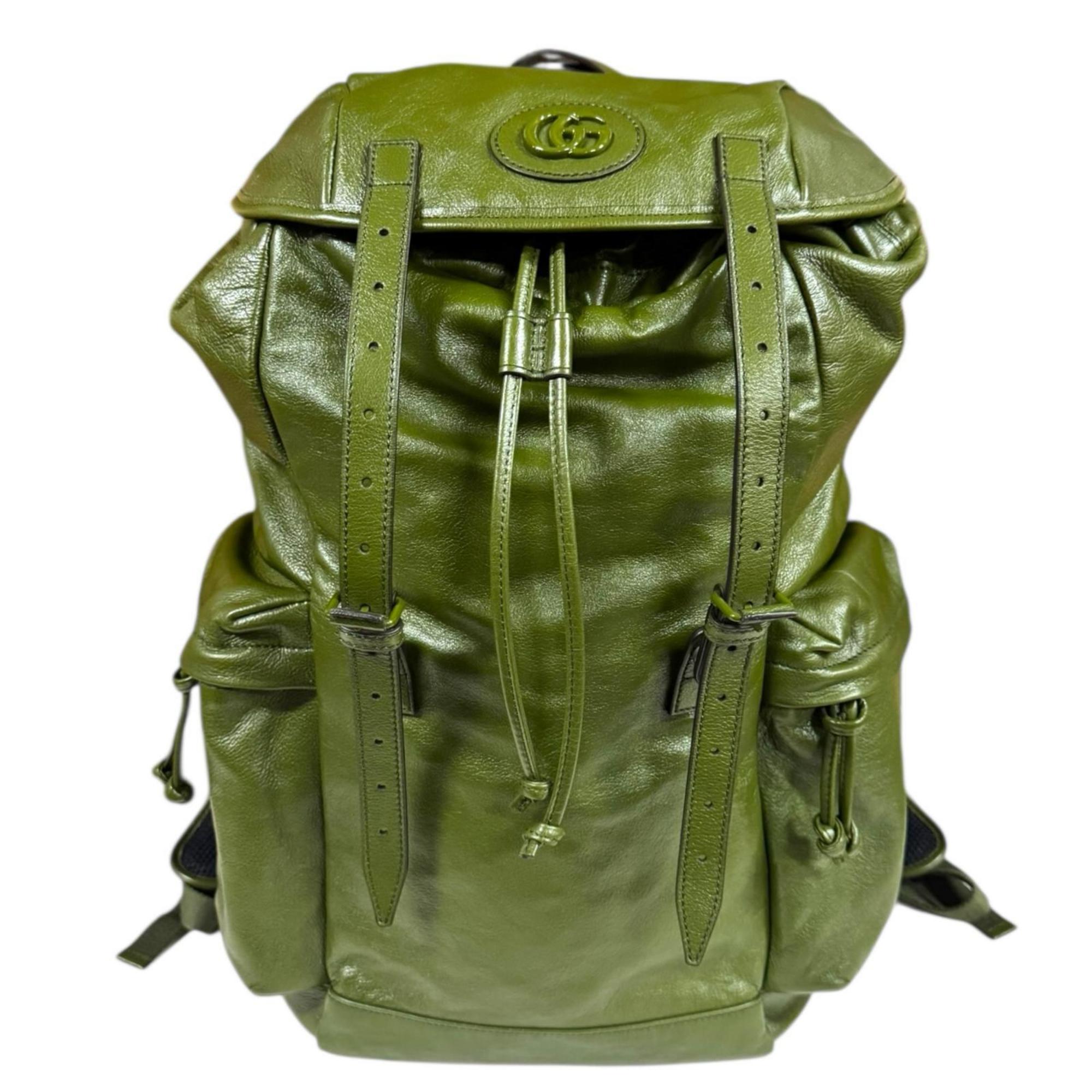 Gucci Double G Backpack, Leather Daypack 725657, Men’s