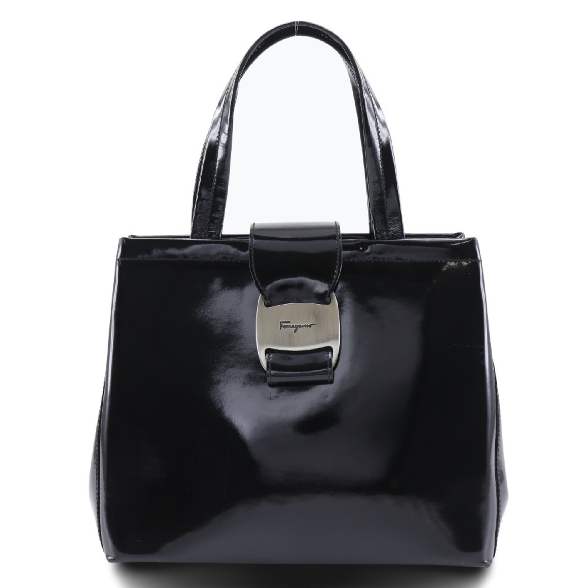 Salvatore Ferragamo Vara handbag, patent leather, black, Vala, women’s