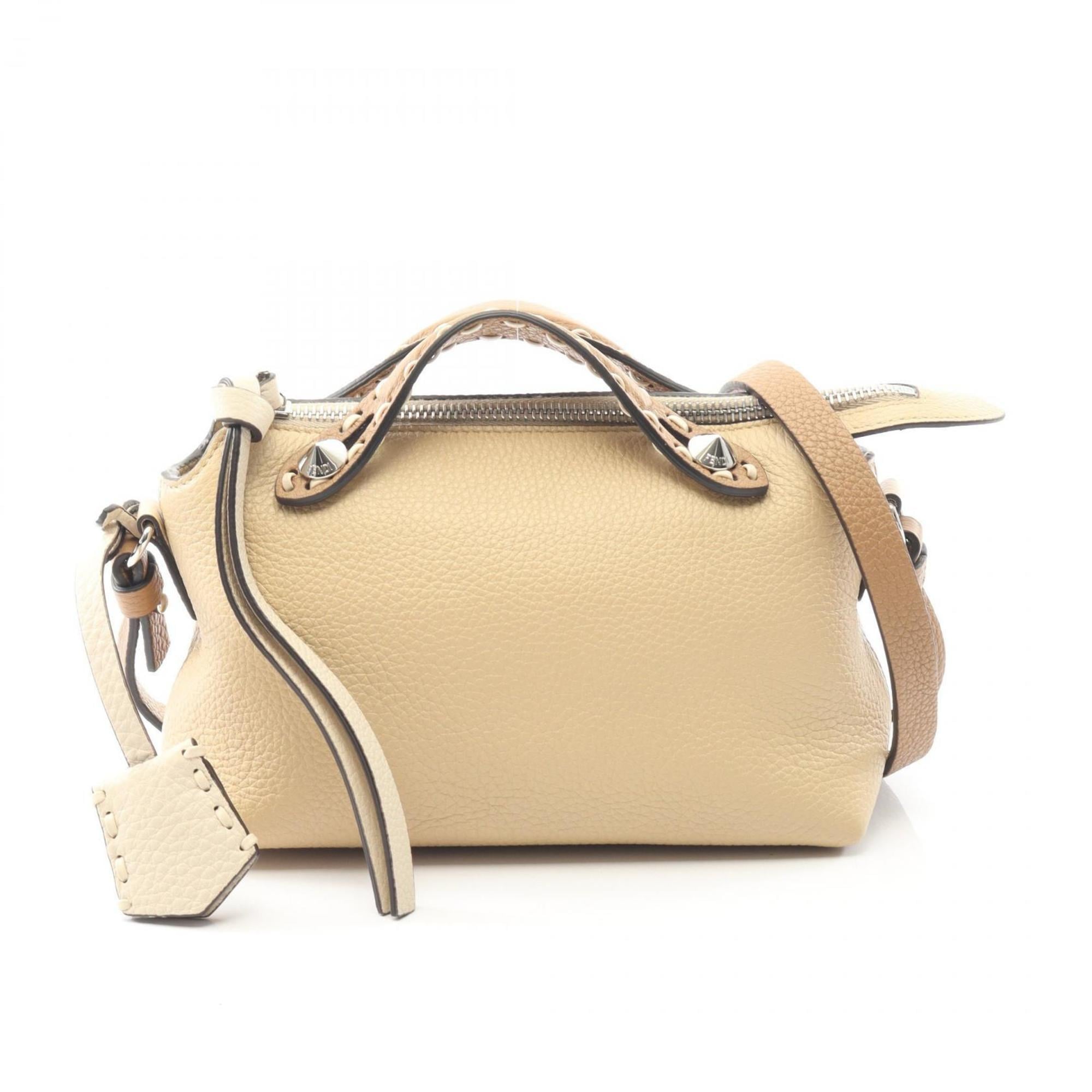 Fendi By the Way Selleria Mini Handbag, Leather, Women’s, Beige and Brown, 8BS098