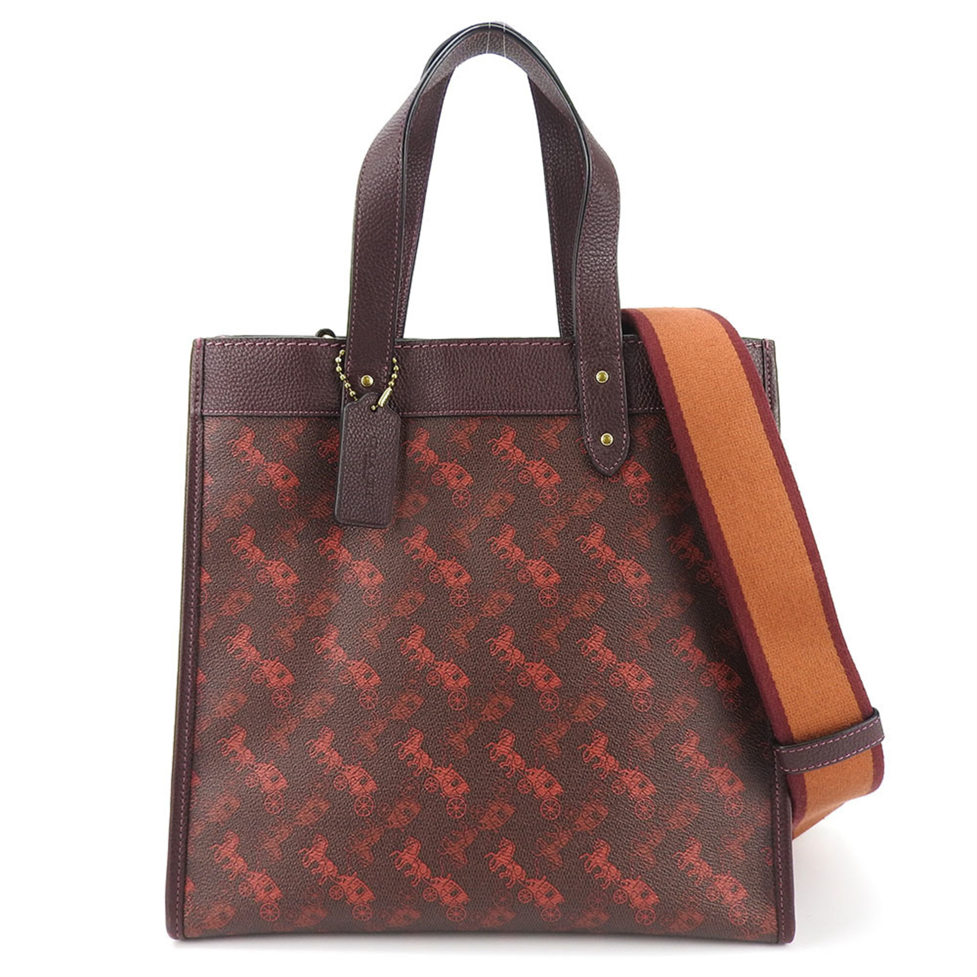 Coach Tote Bag 89143 Horse & Carriage Coated Canvas Leather Bordeaux Red Brown Shoulder Women’s COACH