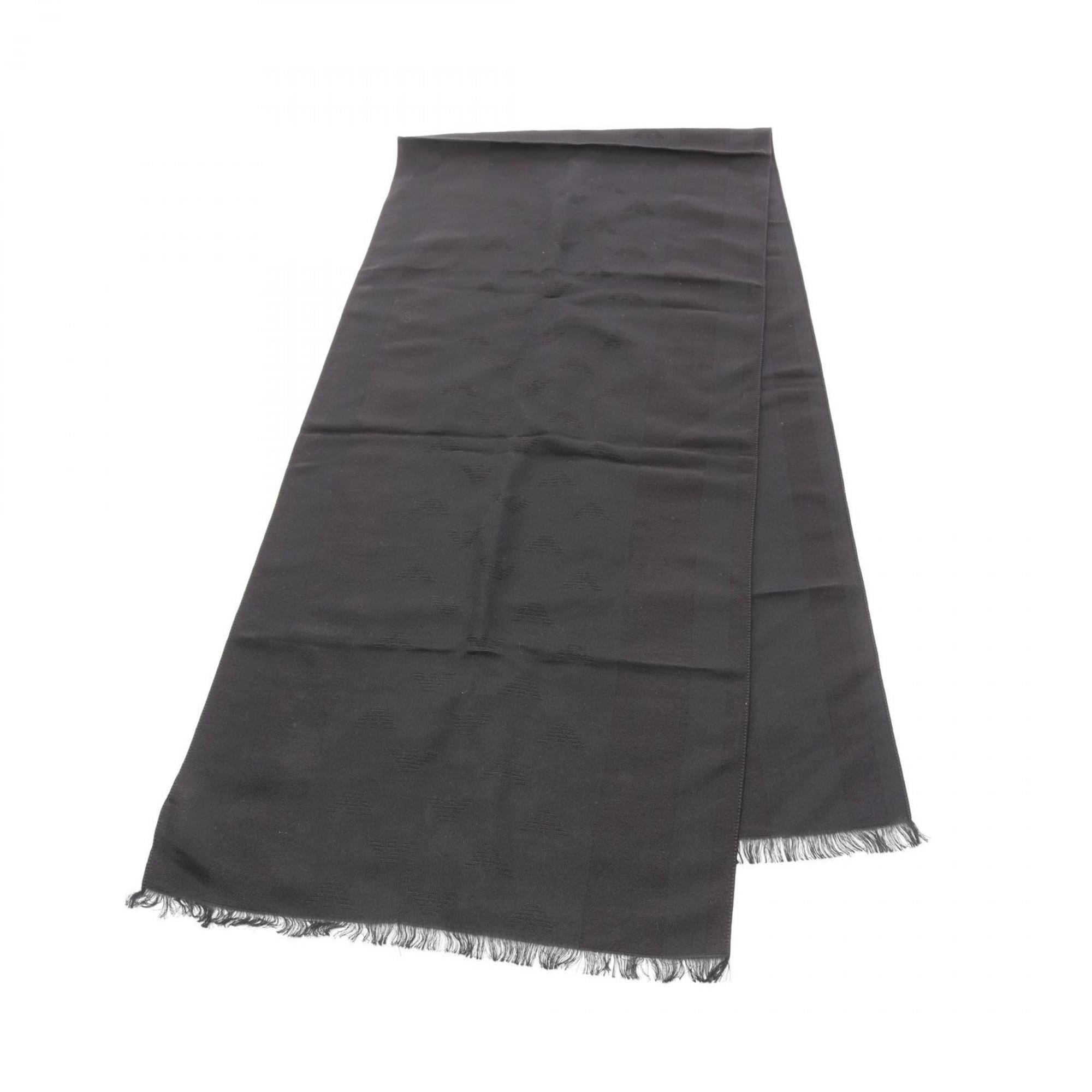 Emporio Armani Men’s Wool, Acrylic, and Rayon Scarf, Black, 625090