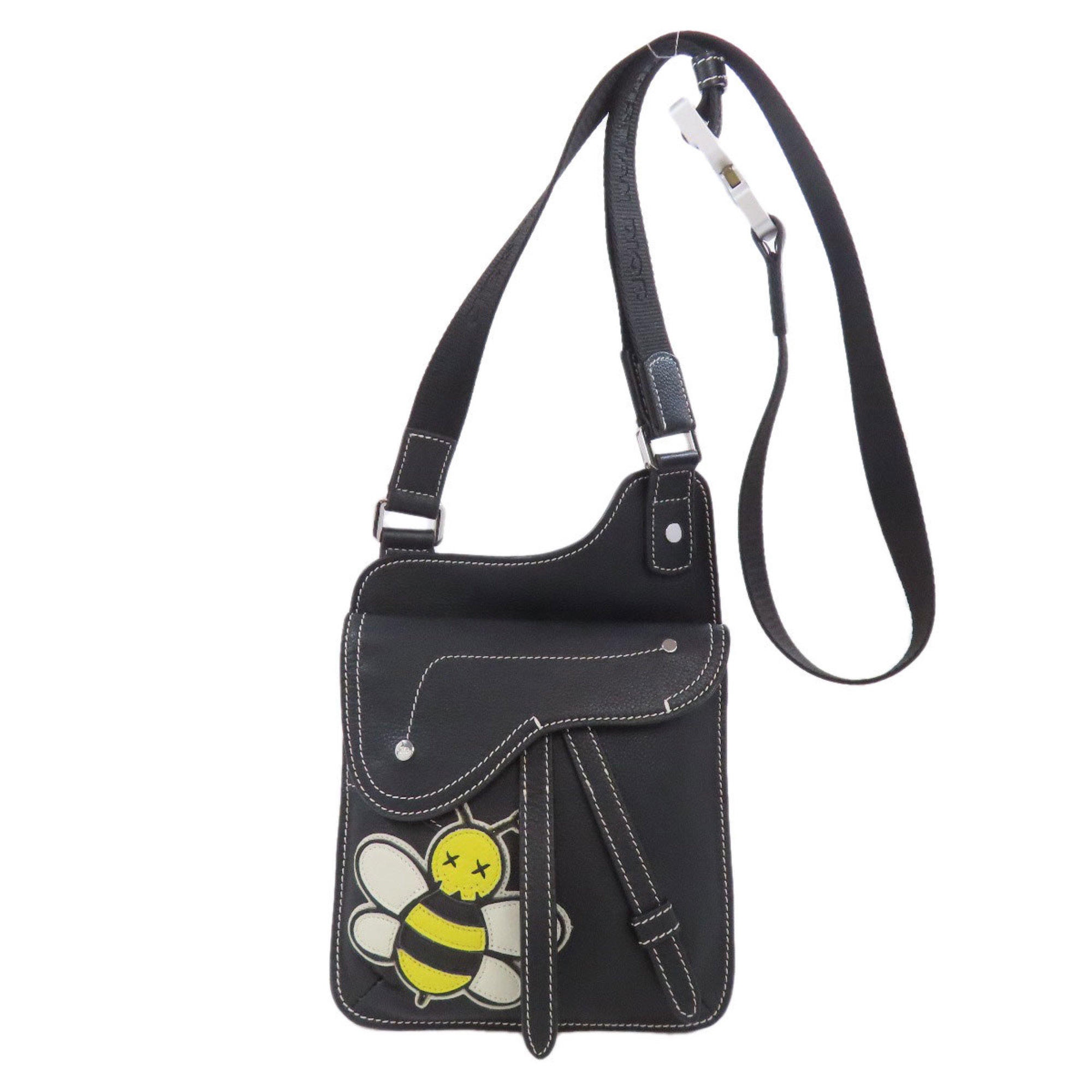 Christian Dior Bee Saddle Shoulder Bag Calf Leather Women’s CHRISTIAN DIOR